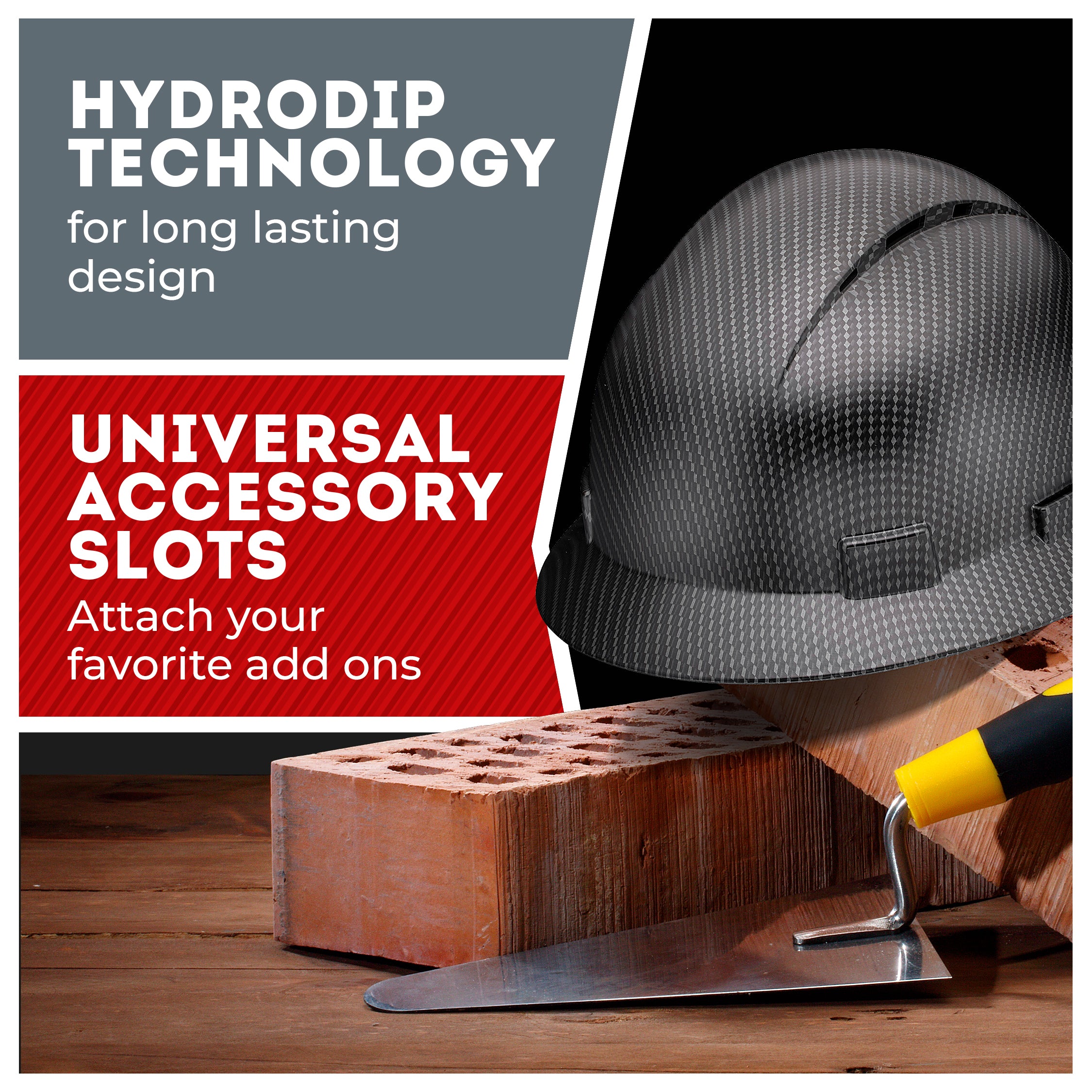 Full Brim Classic Black Graphite Design Matte Finish Vented Hard Hat