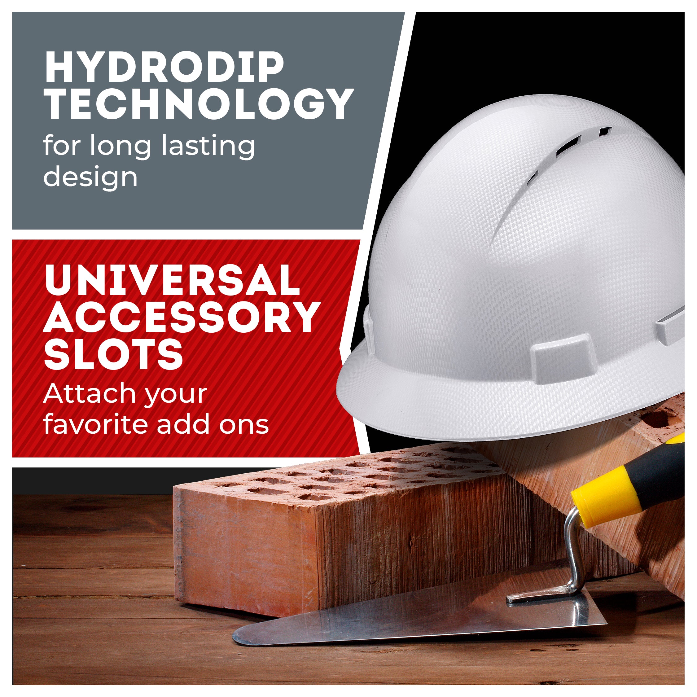 Full Brim Light Grey Graphite Design Matte Finish Vented Hard Hat