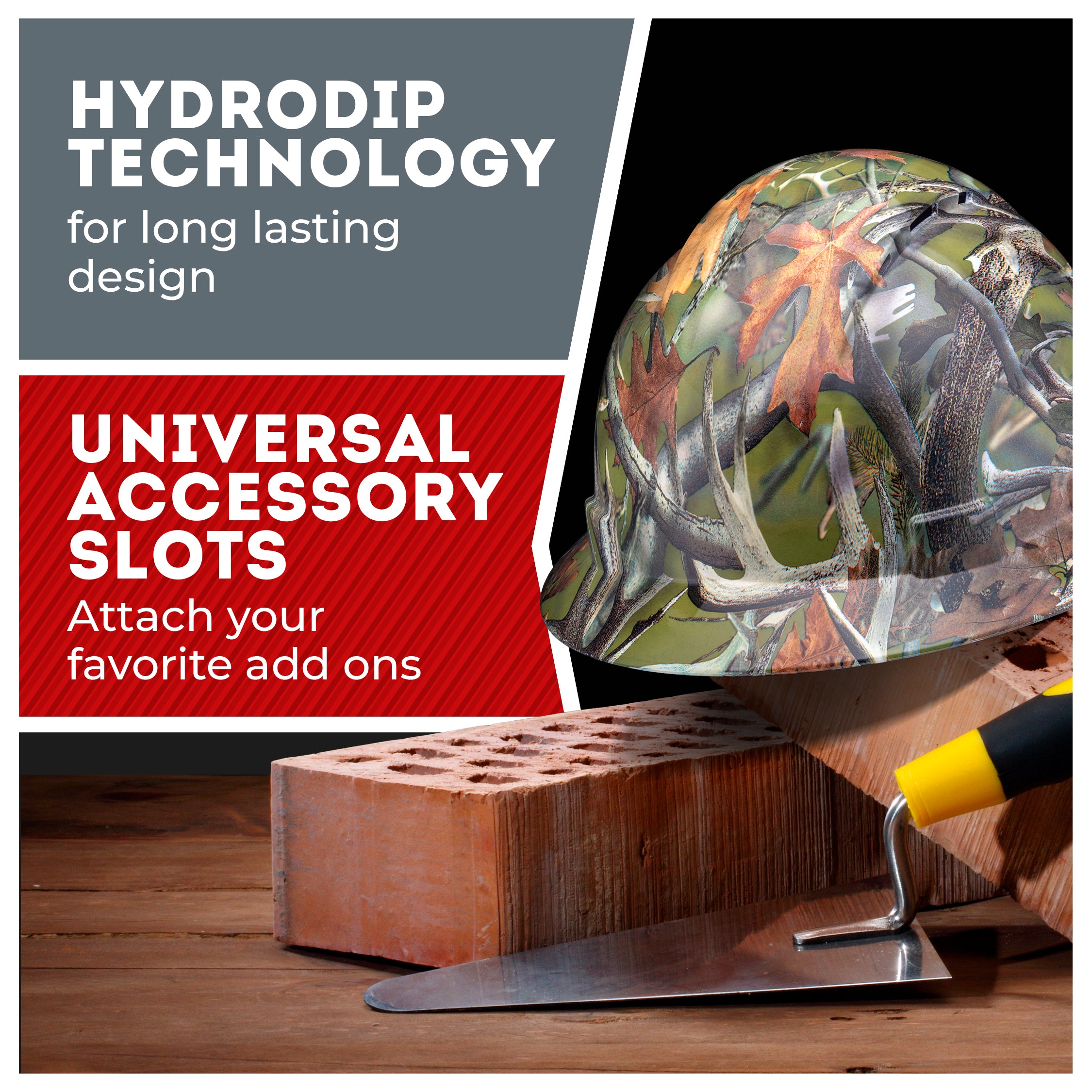 Full Brim Forest Fall Camo Gloss Finish Vented Hard Hat