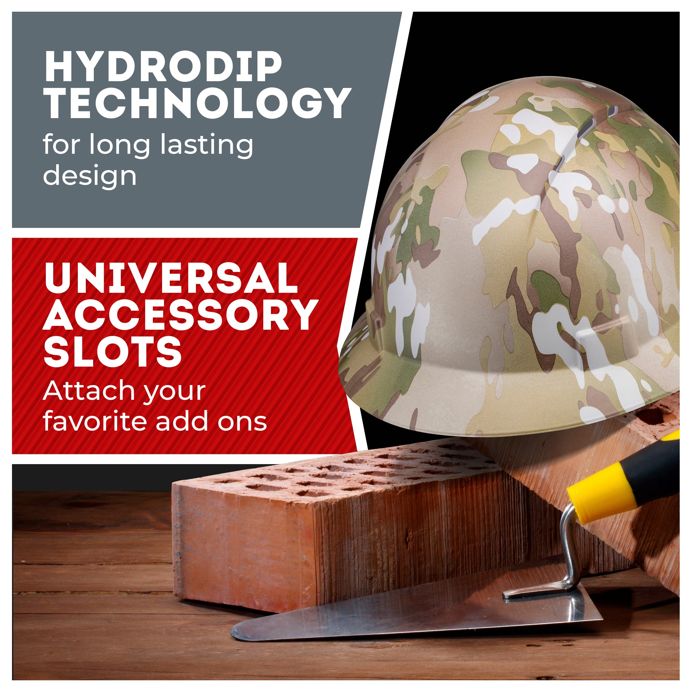 Full Brim Army Camo Matte Finish Vented Hard Hat