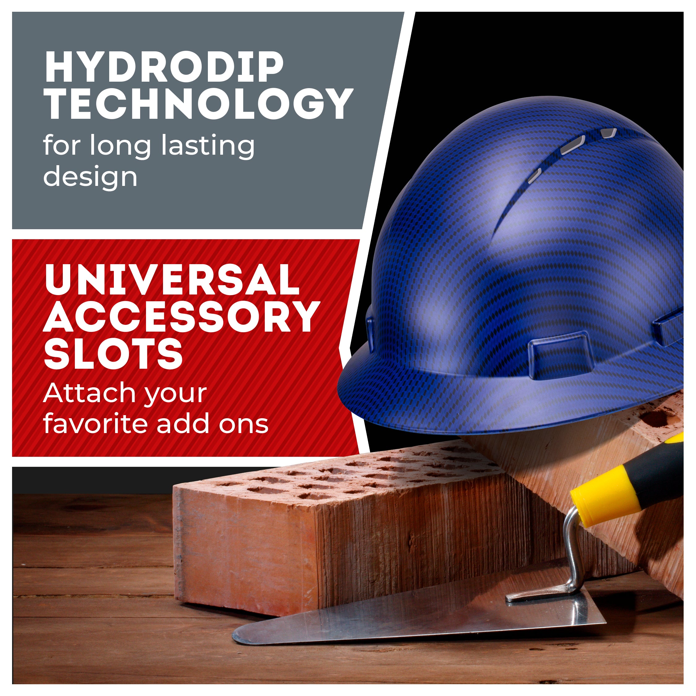 Full Brim Beguiled Blue Graphite Design Matte Finish Vented Hard Hat