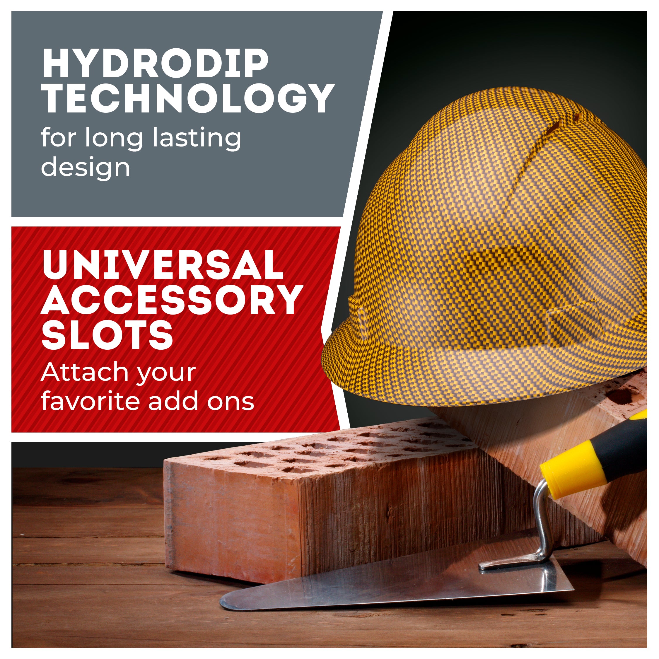 Full Brim Yellow Graphite Design Gloss Finish Vented Hard Hat