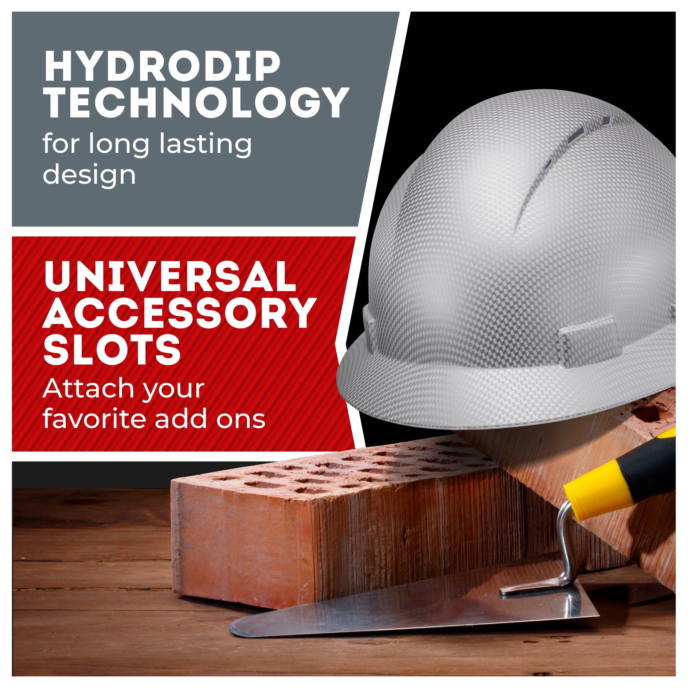 Full Brim Ice Cube Platinum Graphite Design Gloss Finish Vented Hard Hat