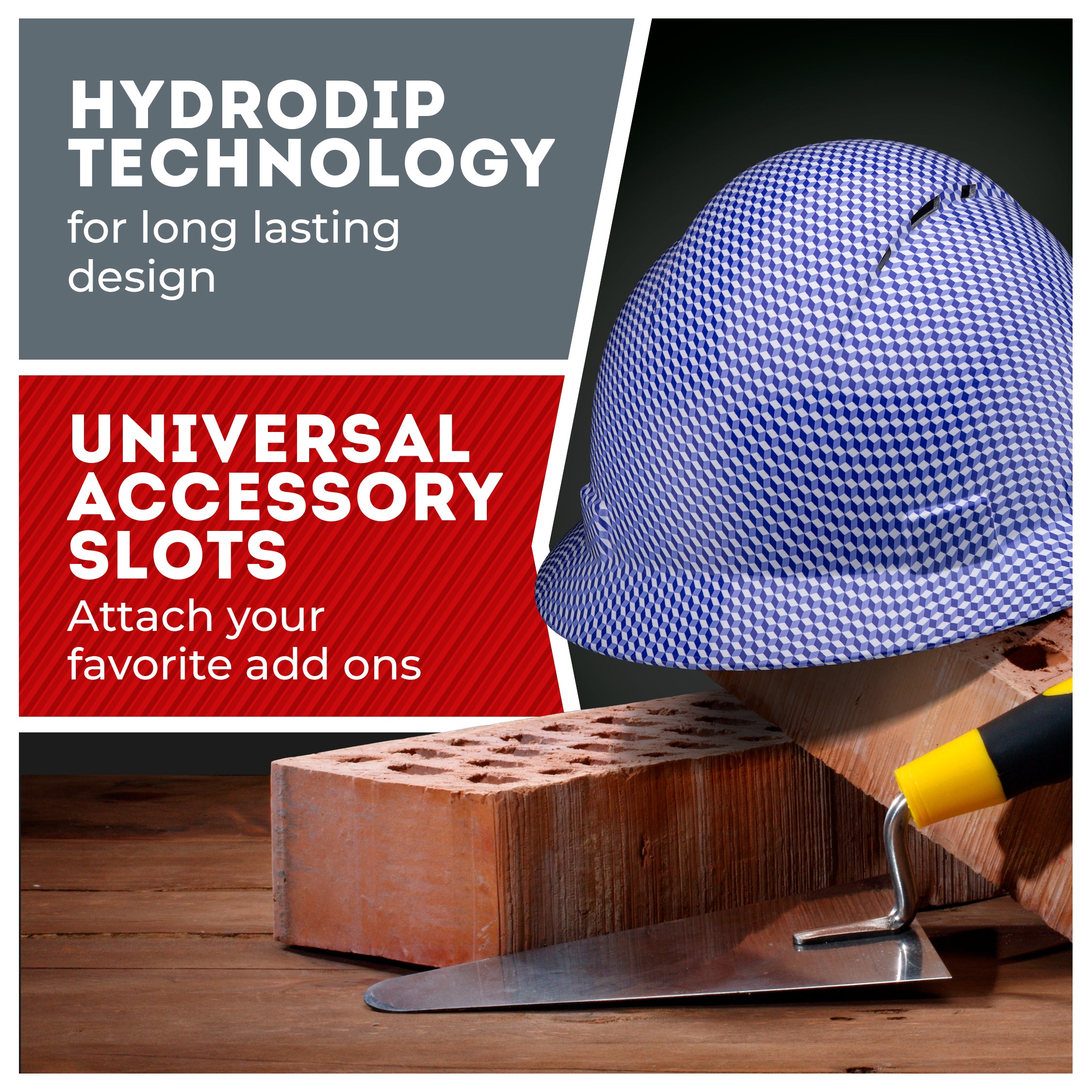 Full Brim Blue 3D Design Gloss Finish Vented Hard Hat