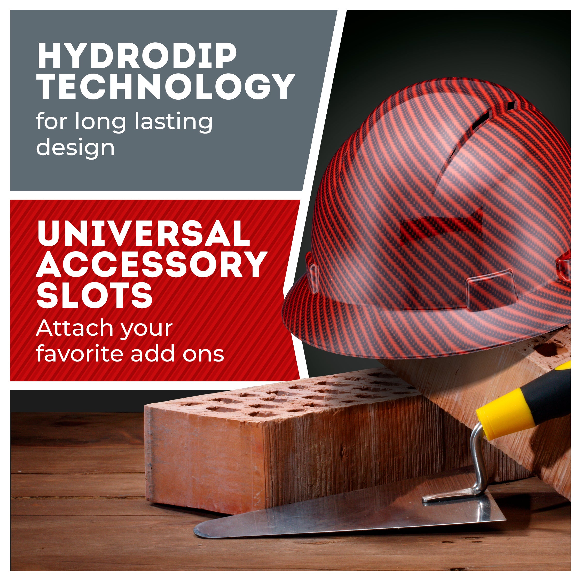 Full Brim Red Graphite Design Graphite Design Gloss Finish Vented Hard Hat