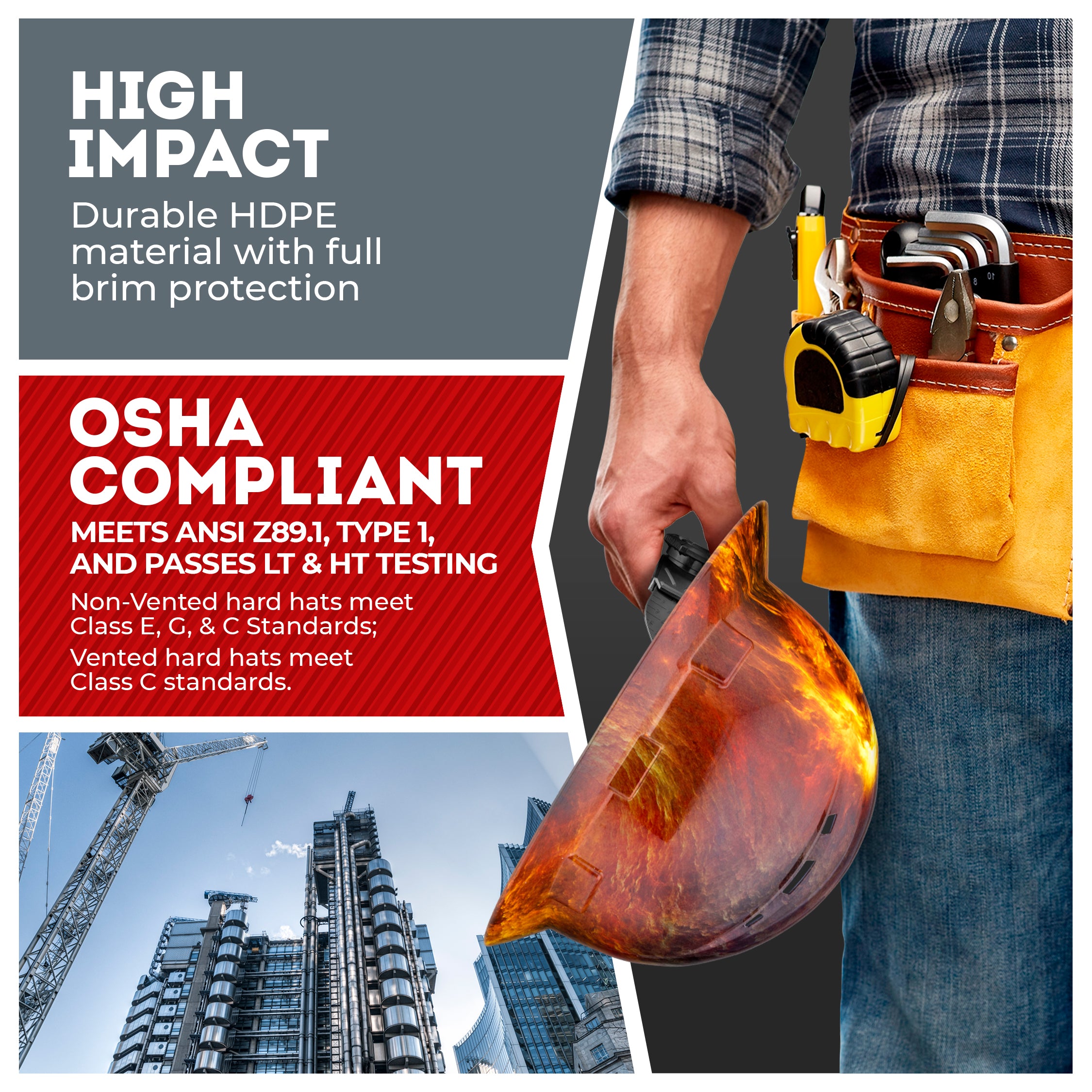 Full Brim Stormy Sky Gloss Finish Vented Hard Hat