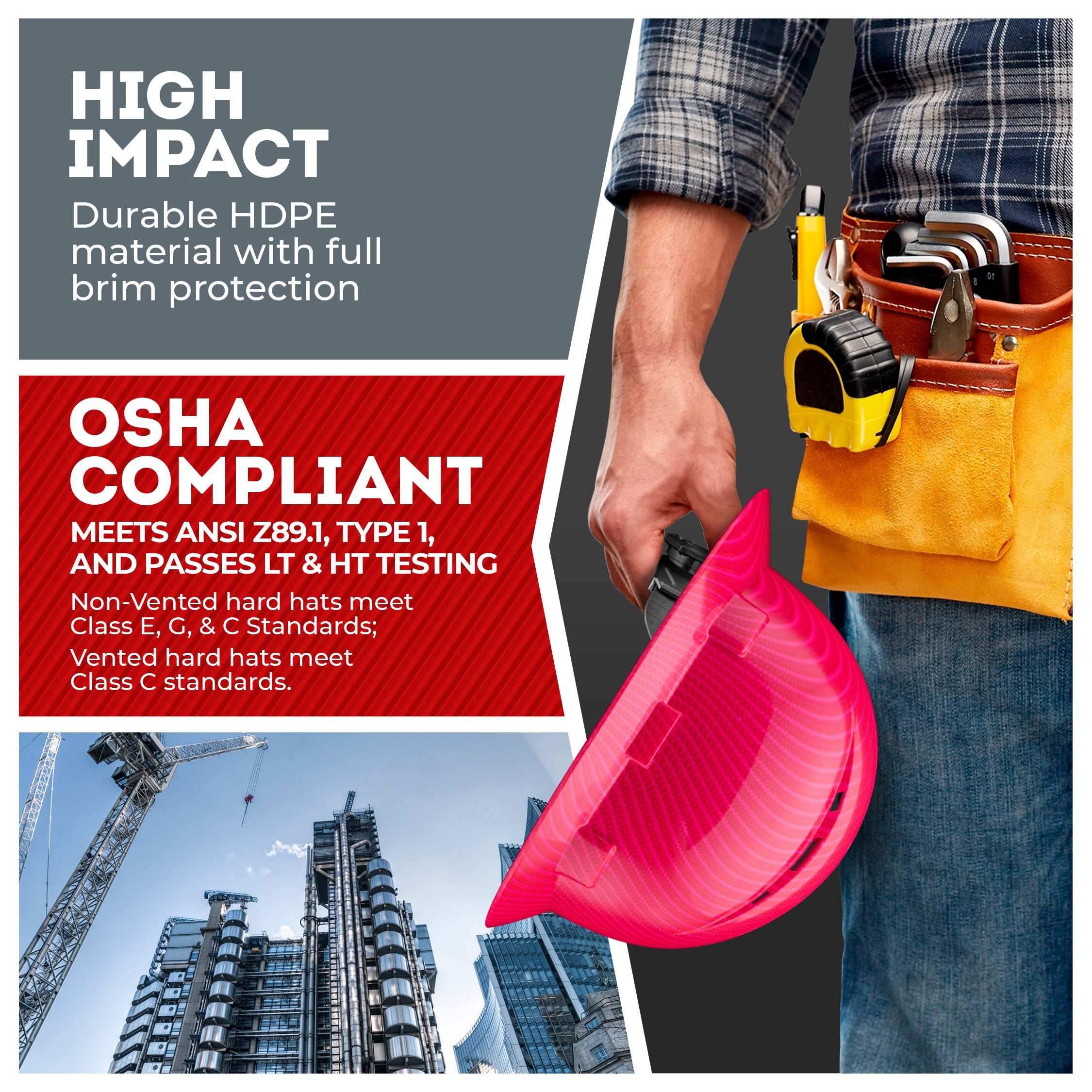 Full Brim Pink Graphite Design Graphite Design Gloss Finish Vented Hard Hat