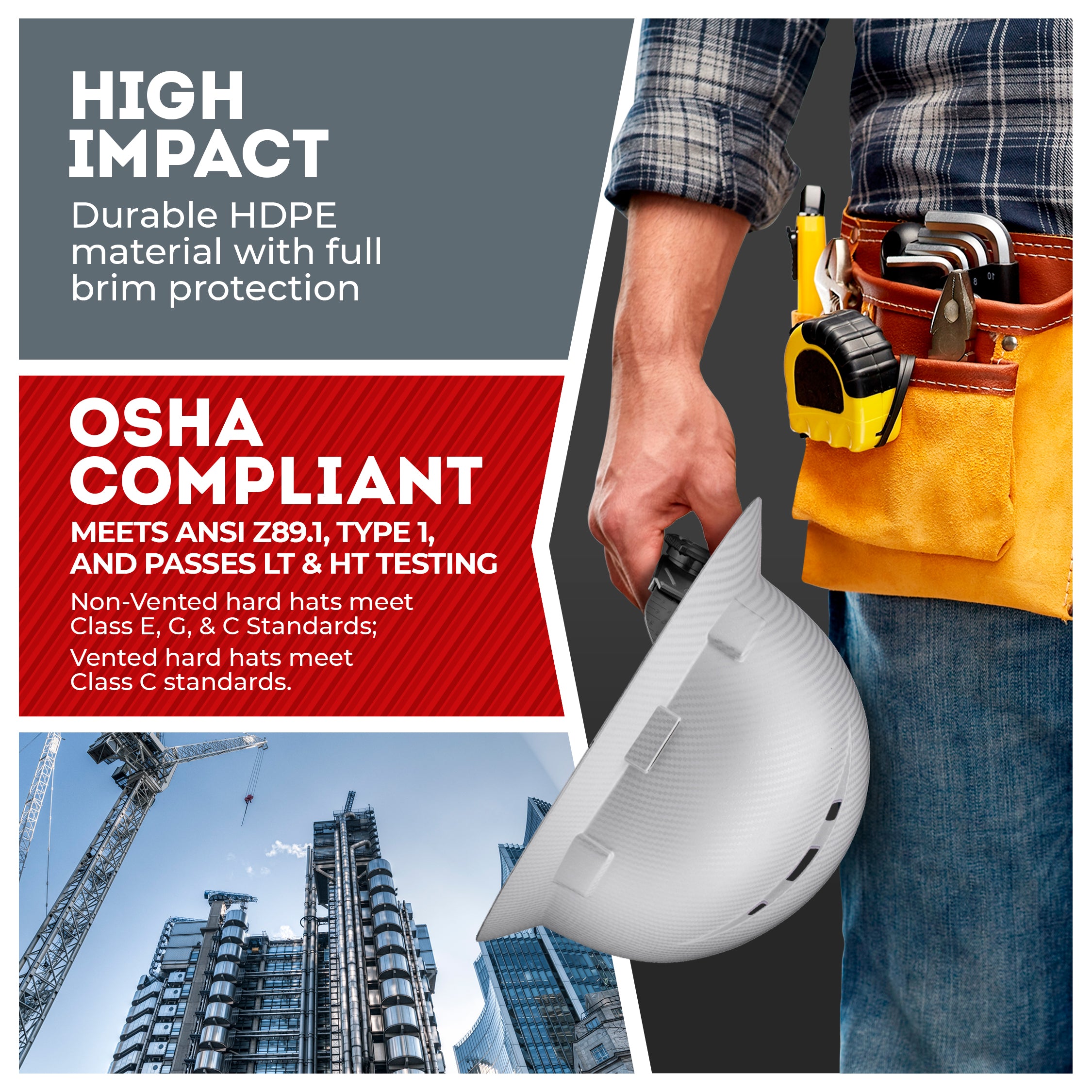 Full Brim Disco Wave Graphite Design Matte Finish Vented Hard Hat