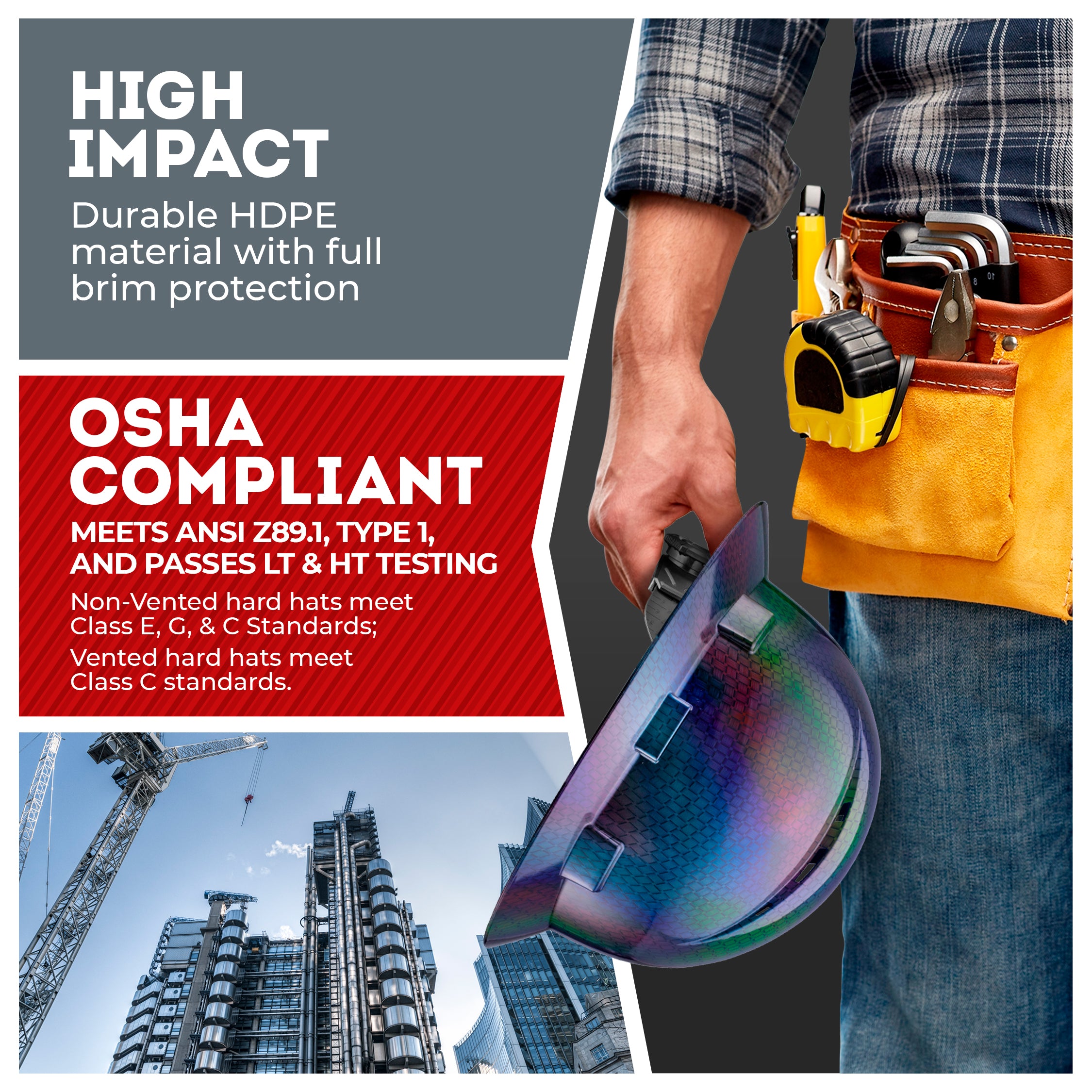 Full Brim Chameleon Graphite Design Gloss Finish Vented Hard Hat