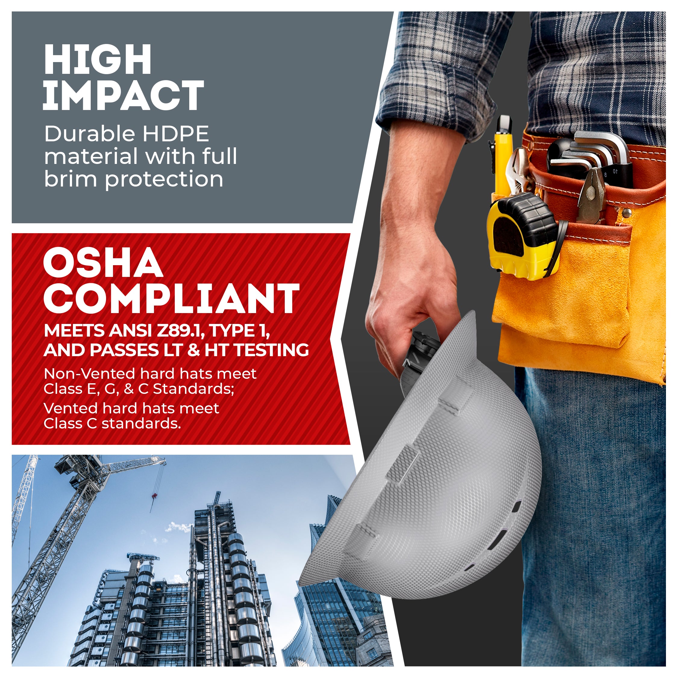 Full Brim Ice Cube Platinum Graphite Design Gloss Finish Vented Hard Hat