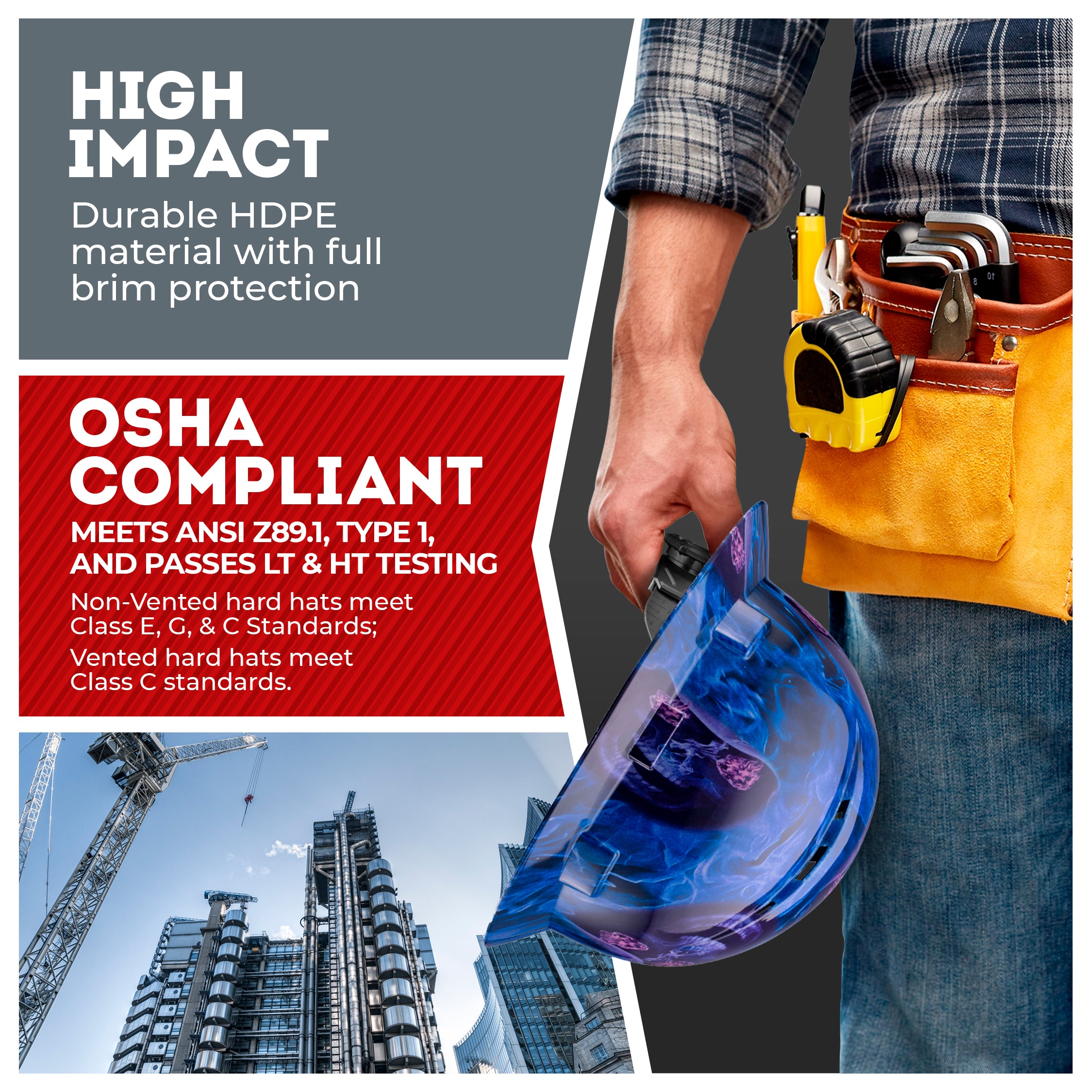 Full Brim Blue Banshee Gloss Finish Vented Hard Hat