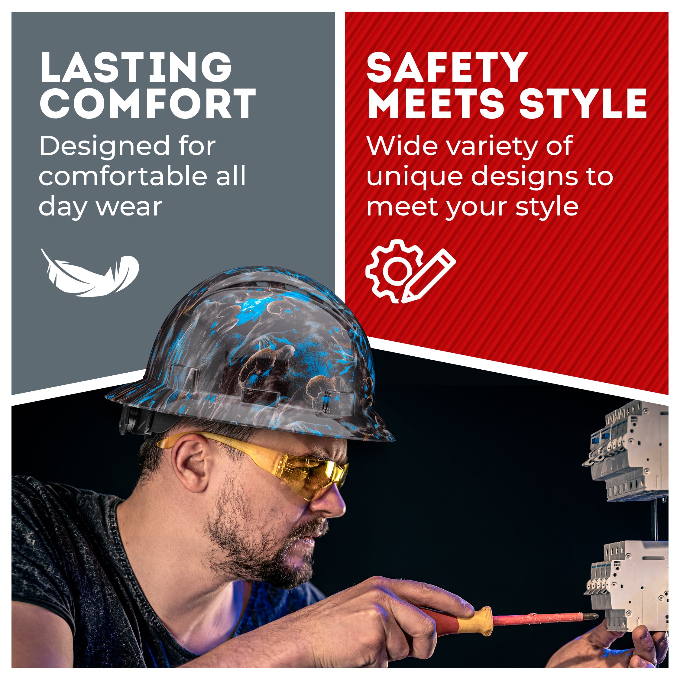 Full Brim Night Walkers Gloss Finish Vented Hard Hat