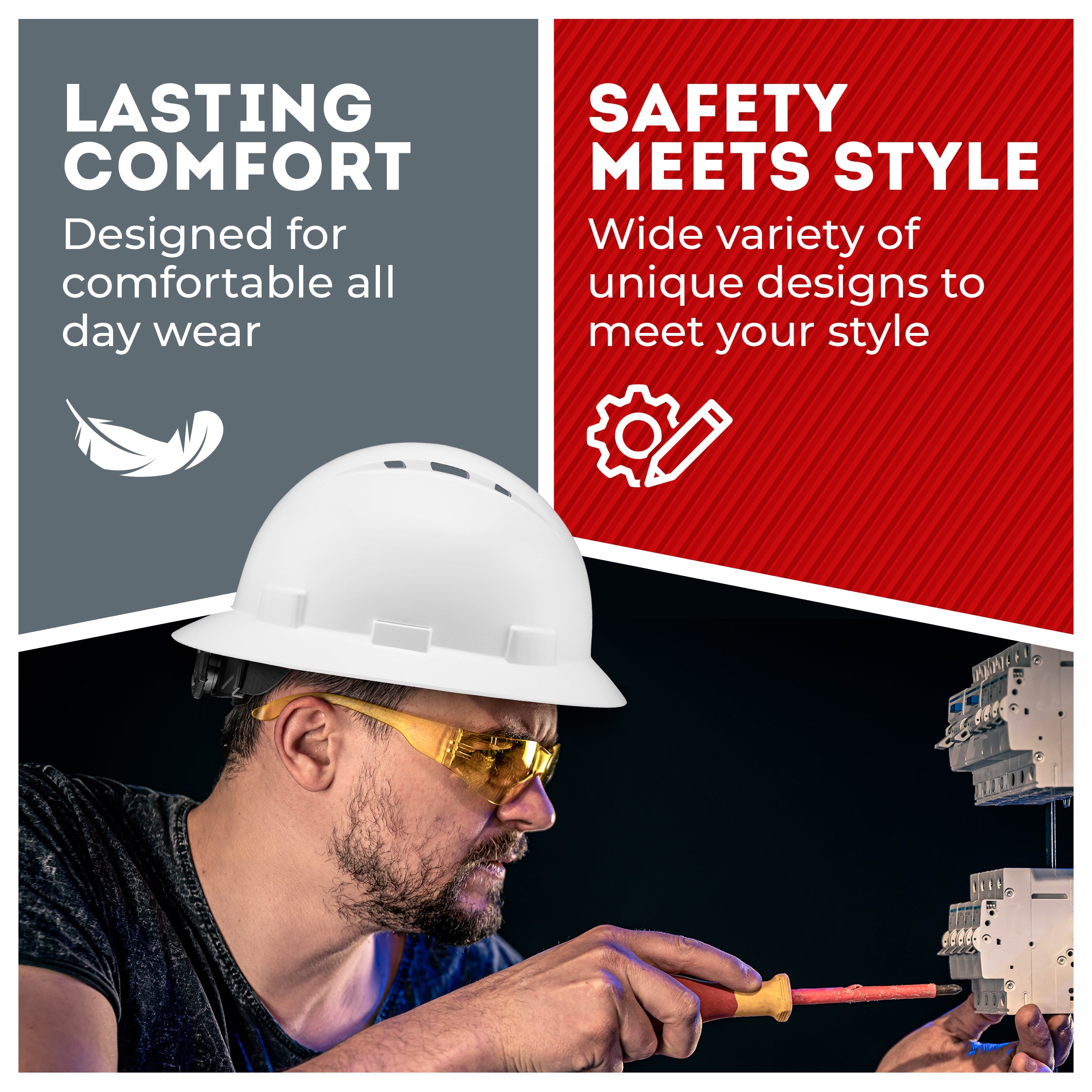 Full Brim White Vented Hard Hat