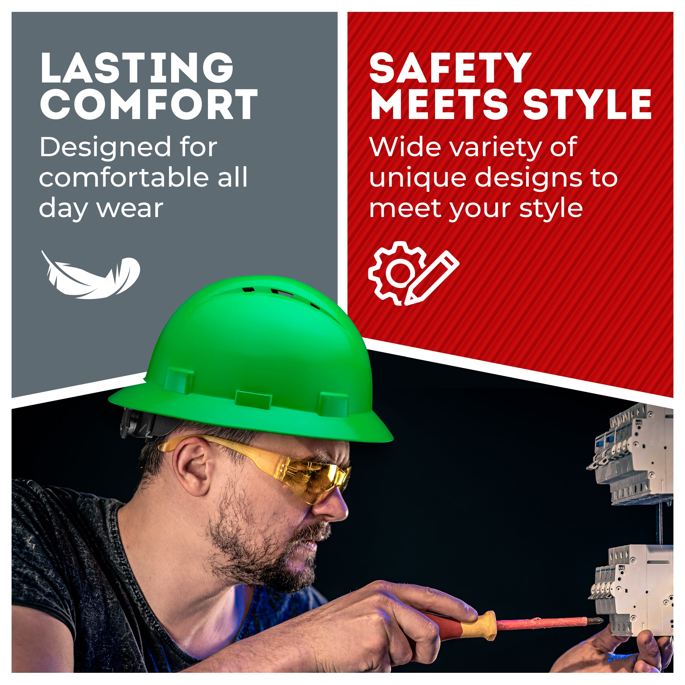Full Brim Green Vented Hard Hat