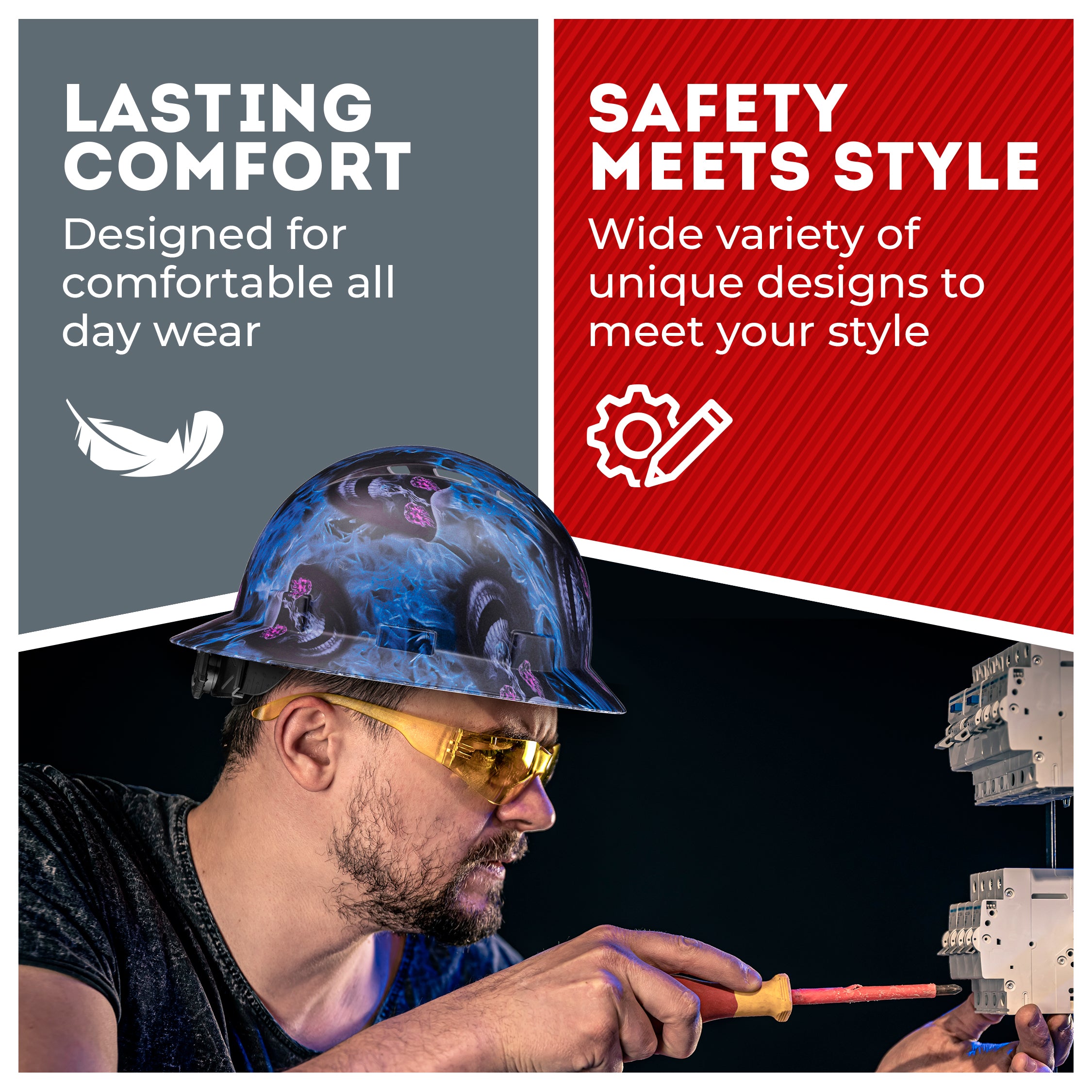 Full Brim Blue Banshee Matte Finish Vented Hard Hat