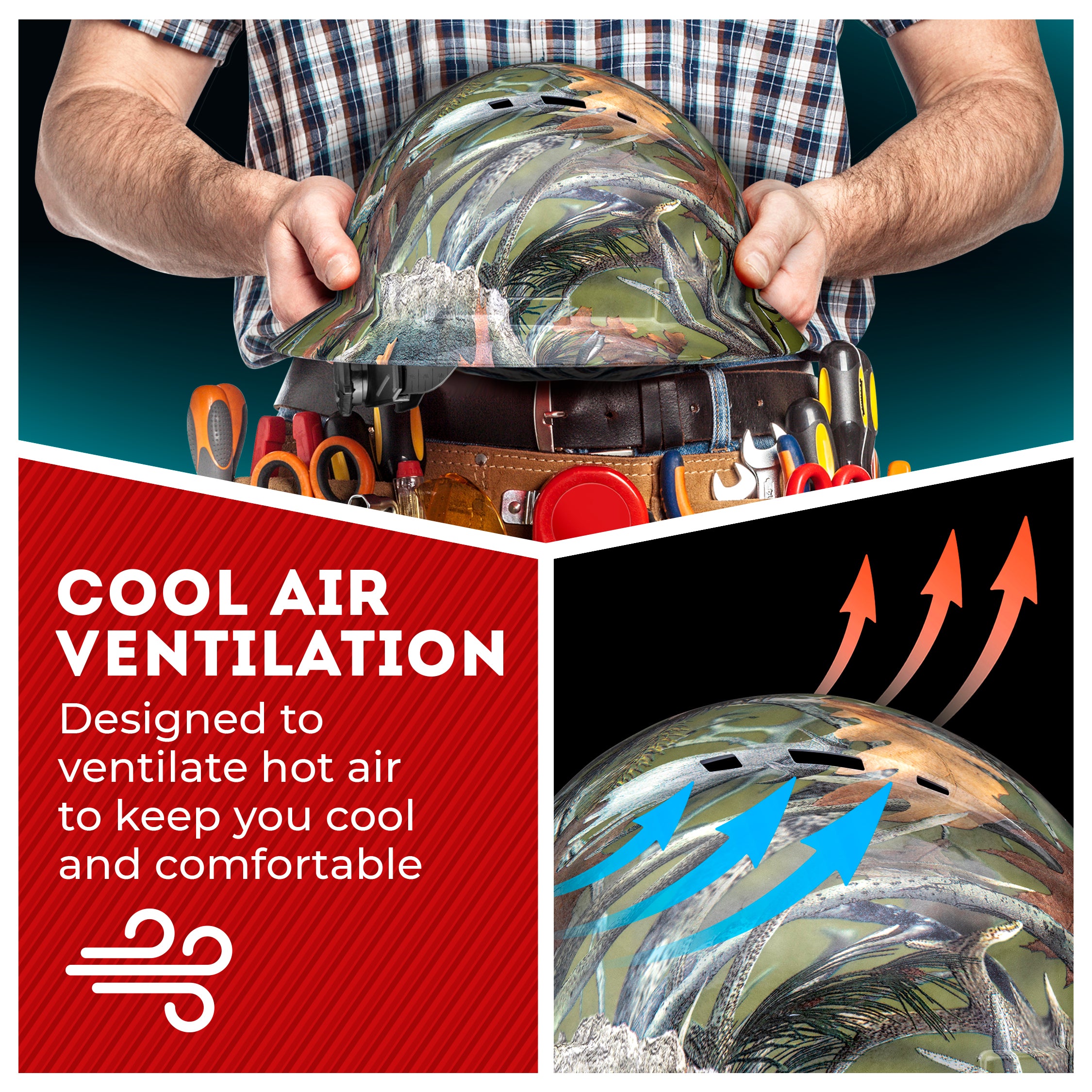 Full Brim Forest Fall Camo Gloss Finish Vented Hard Hat