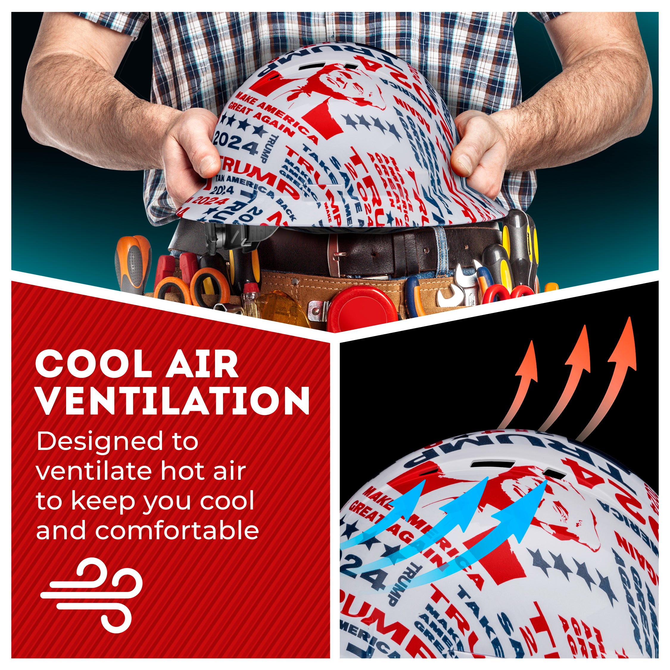 Full Brim Trump 2024 Gloss Finish Vented Hard Hat