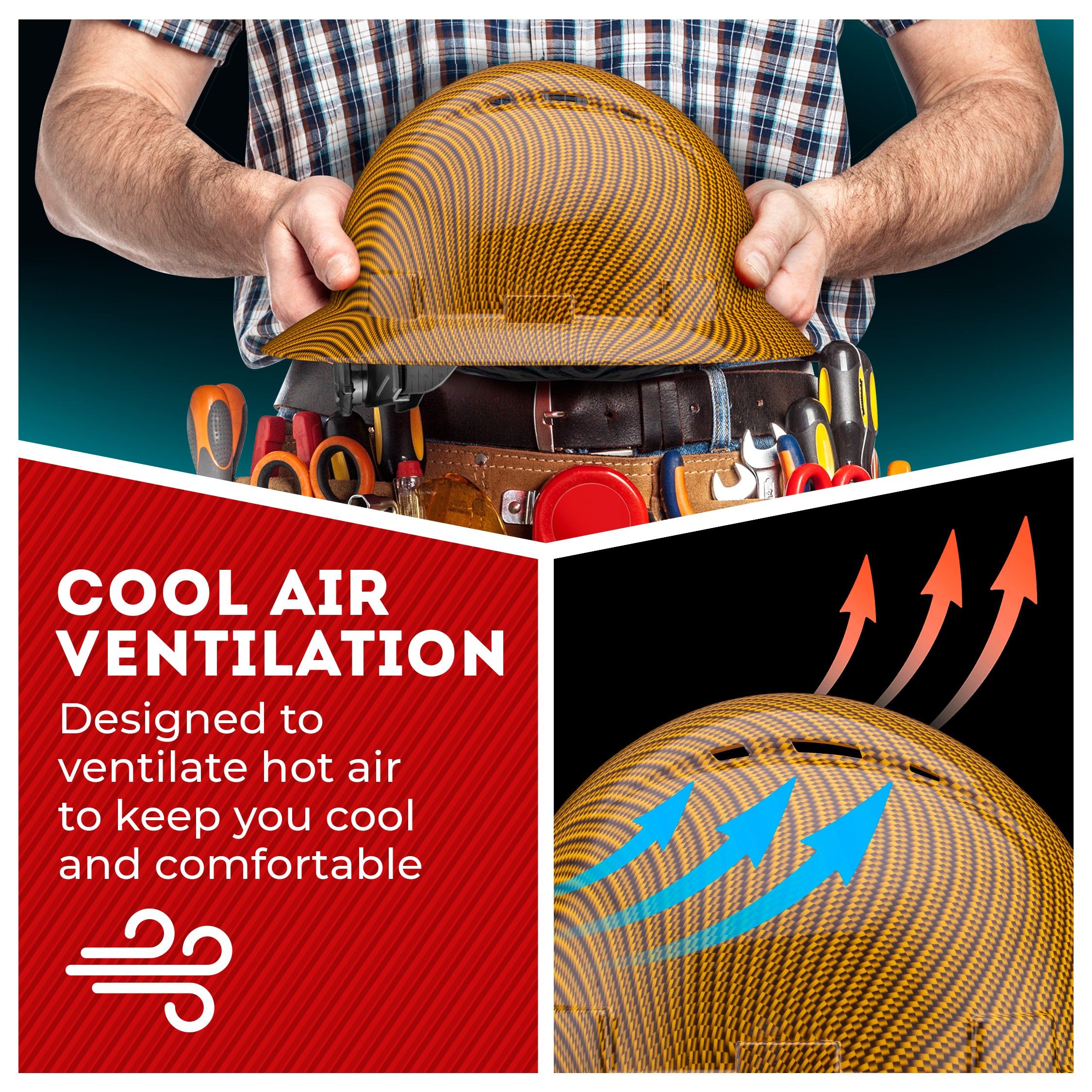 Full Brim Yellow Graphite Design Gloss Finish Vented Hard Hat