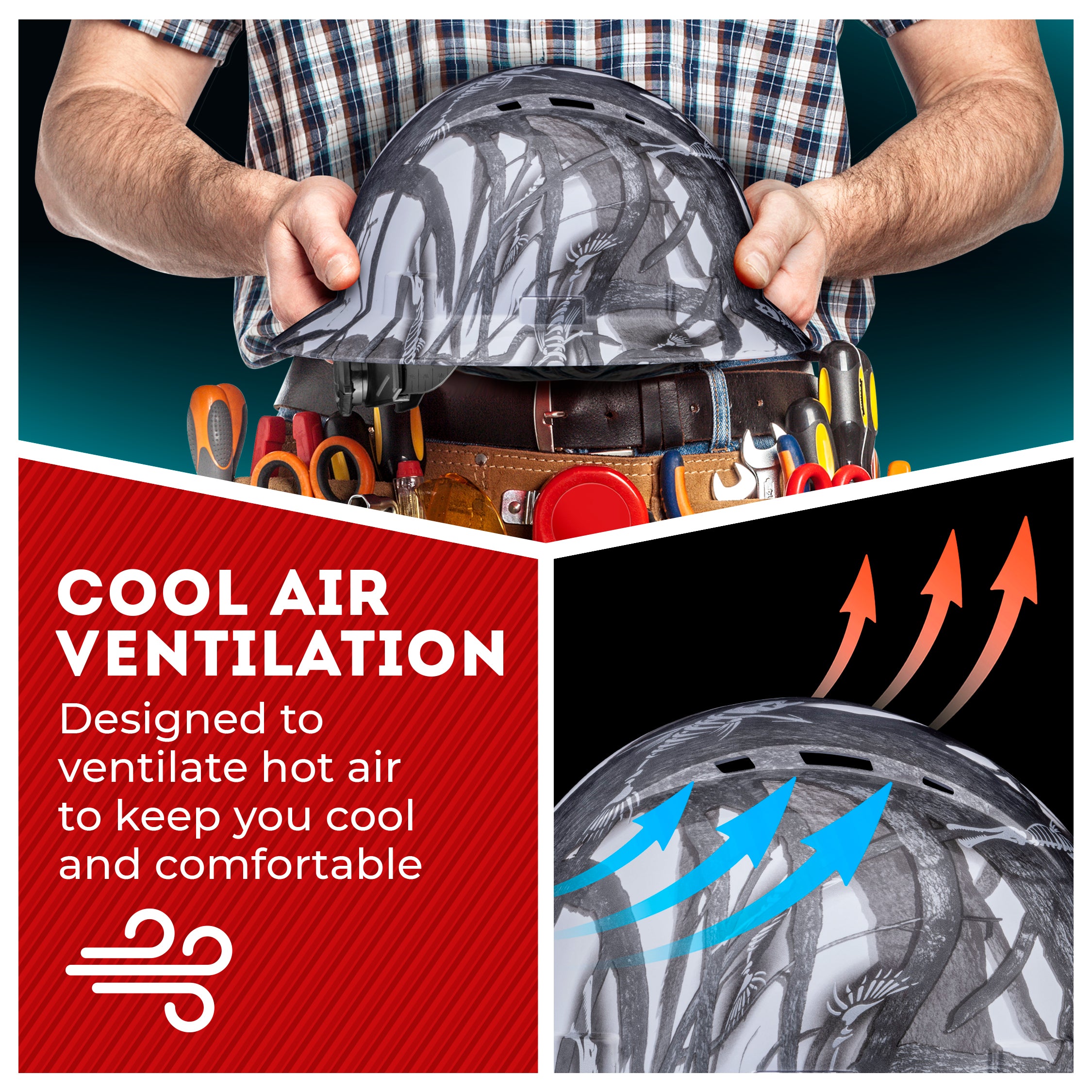 Full Brim Fishbone Gloss Finish Vented Hard Hat