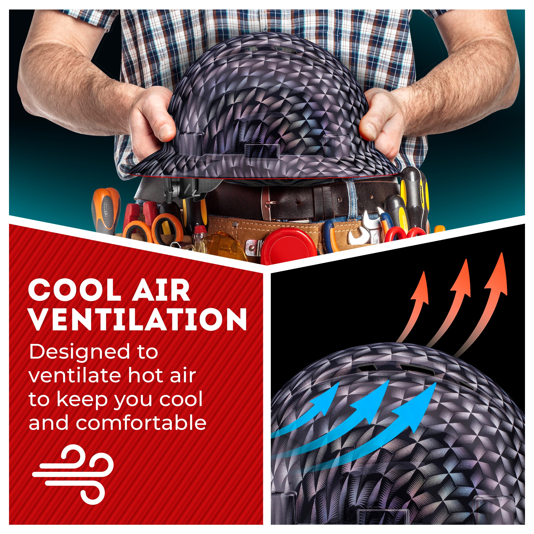 Full Brim Color Prism Gloss Finish Vented Hard Hat