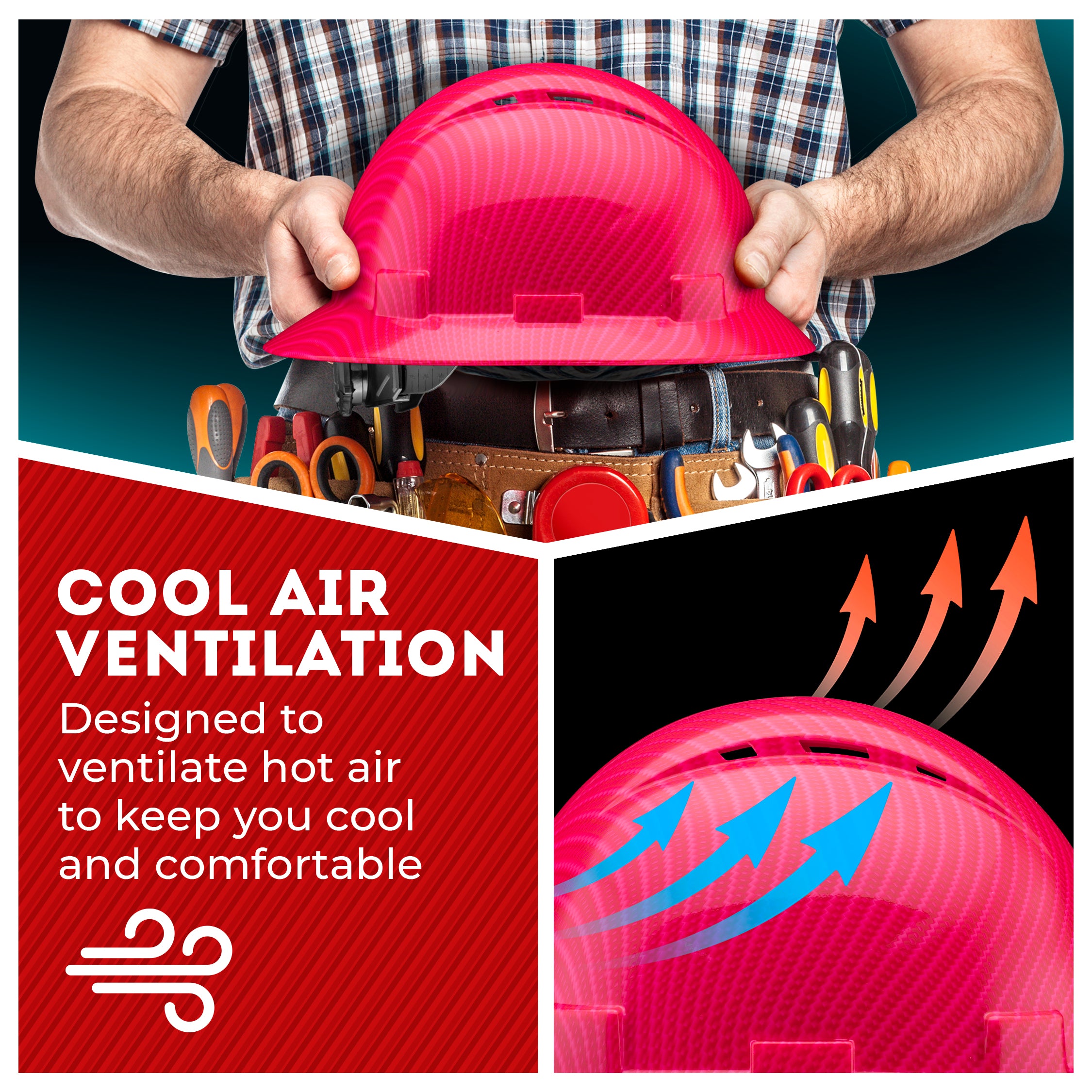 Full Brim Pink Graphite Design Graphite Design Gloss Finish Vented Hard Hat