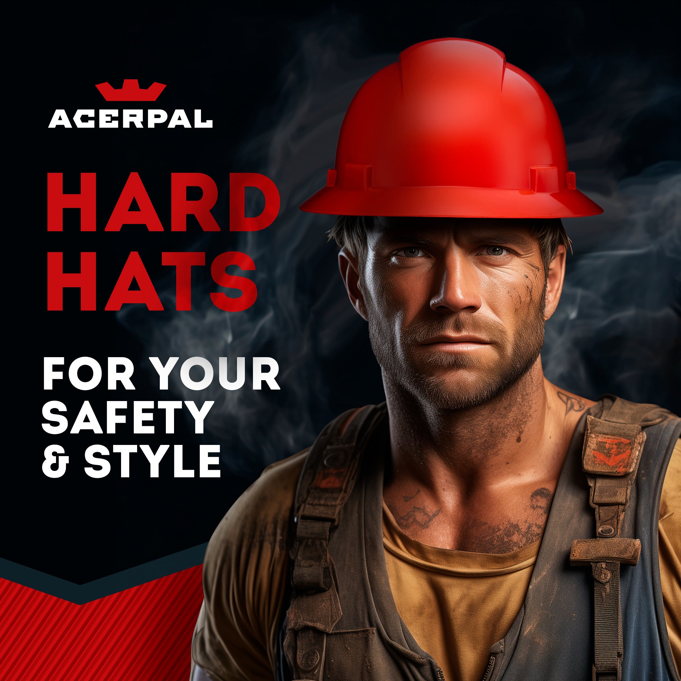 Full Brim Red Vented Hard Hat