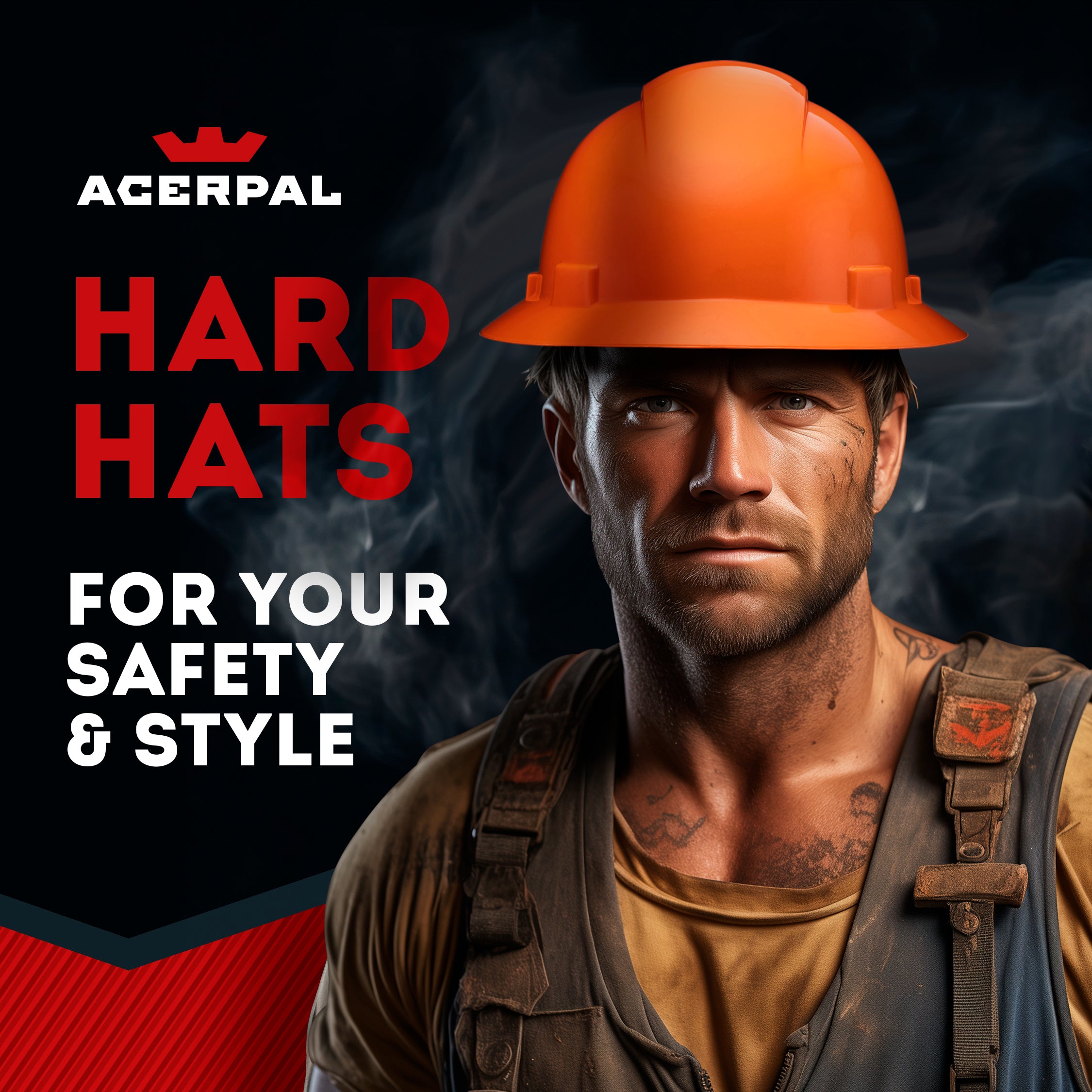 Full Brim Orange Non-Vented Hard Hat