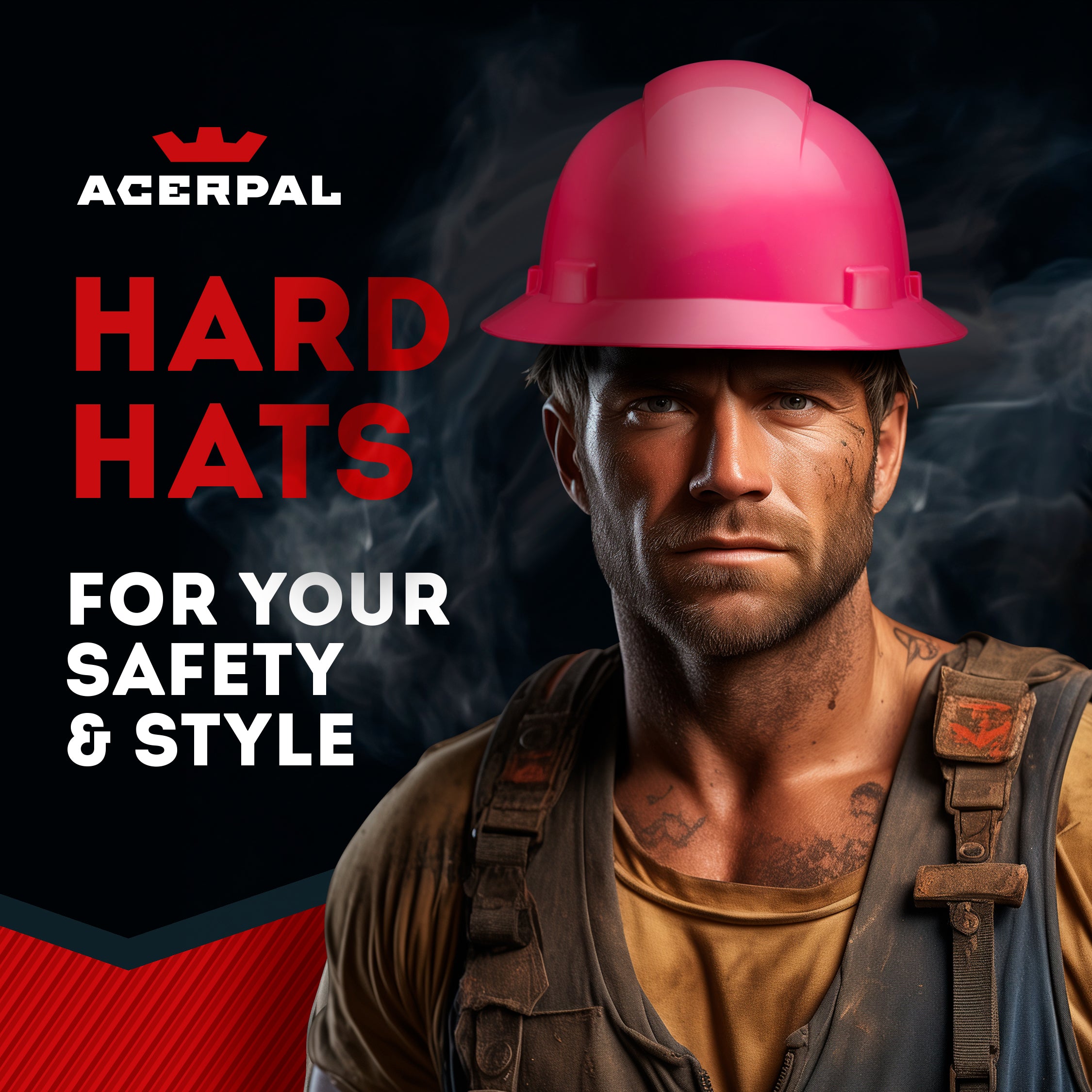 Full Brim Pink Non-Vented Hard Hat