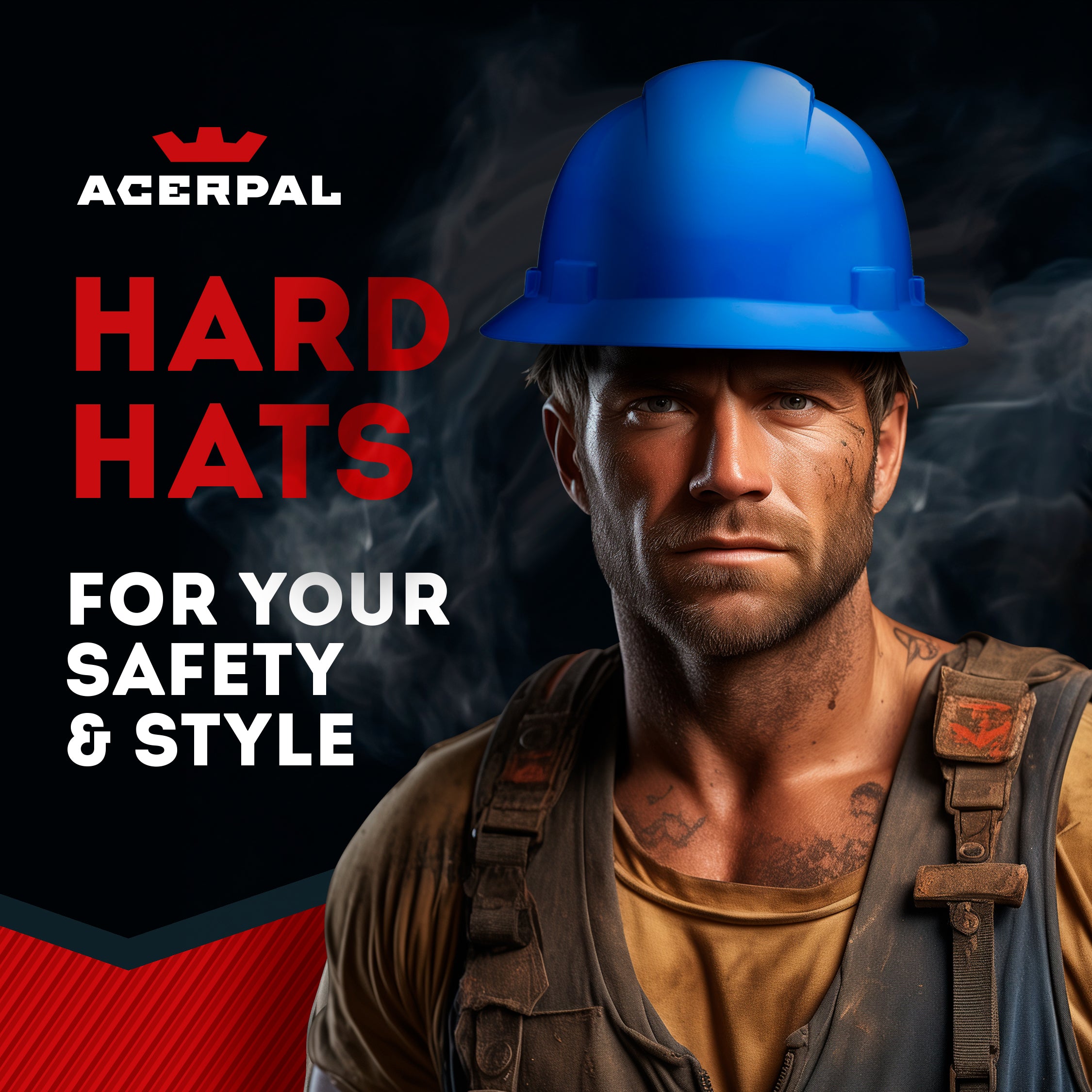 Full Brim Blue Vented Hard Hat