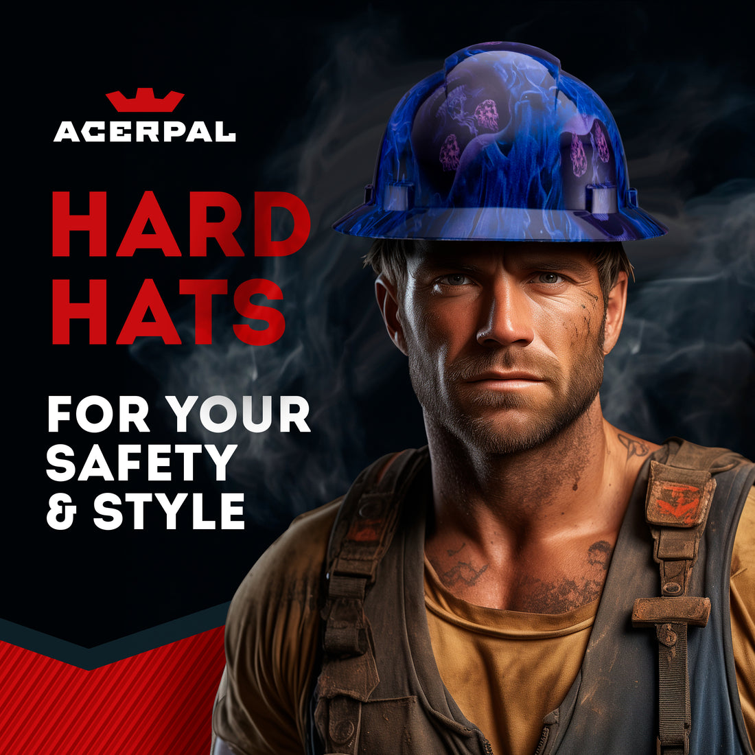 Full Brim Blue Banshee Gloss Finish Vented Hard Hat