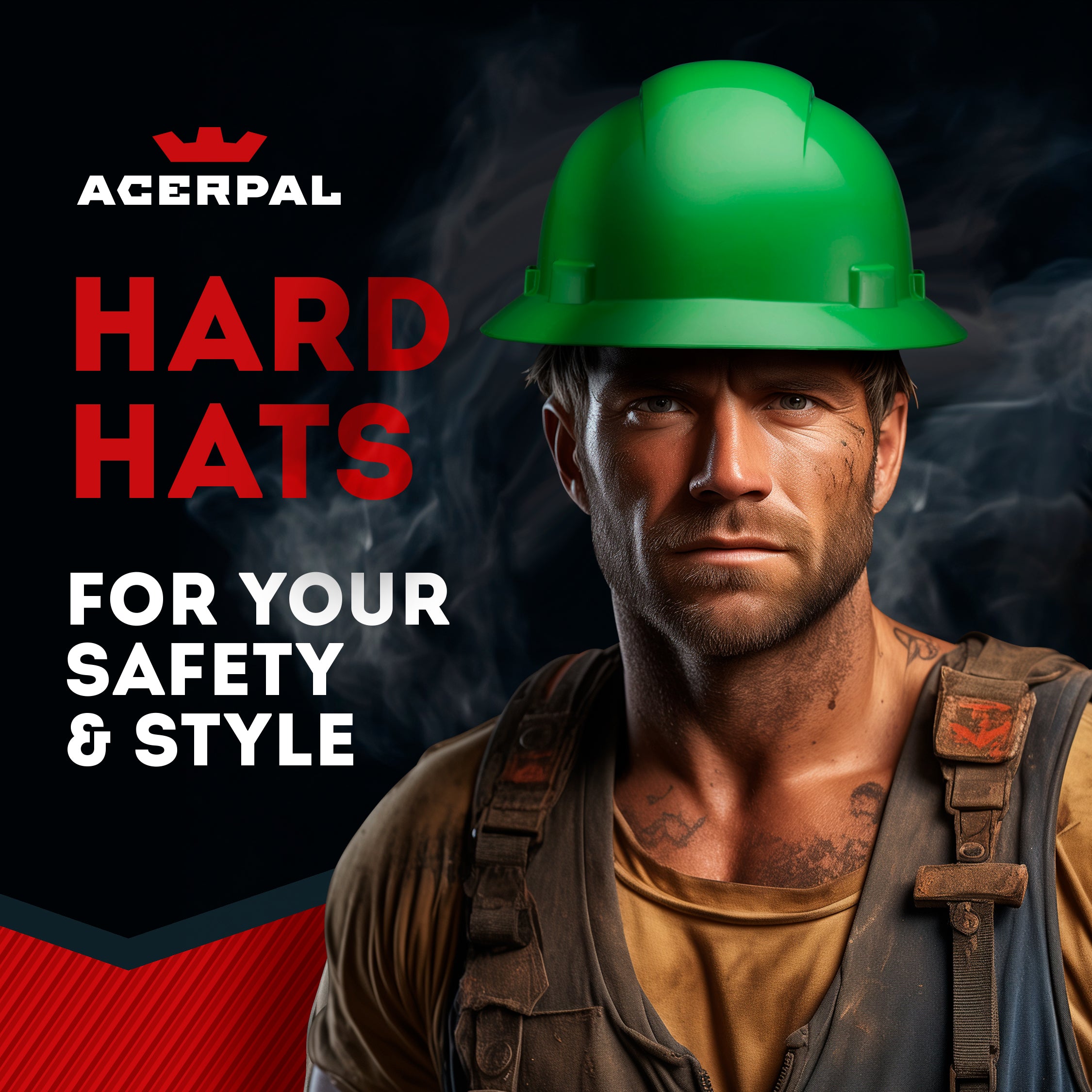 Full Brim Green Vented Hard Hat