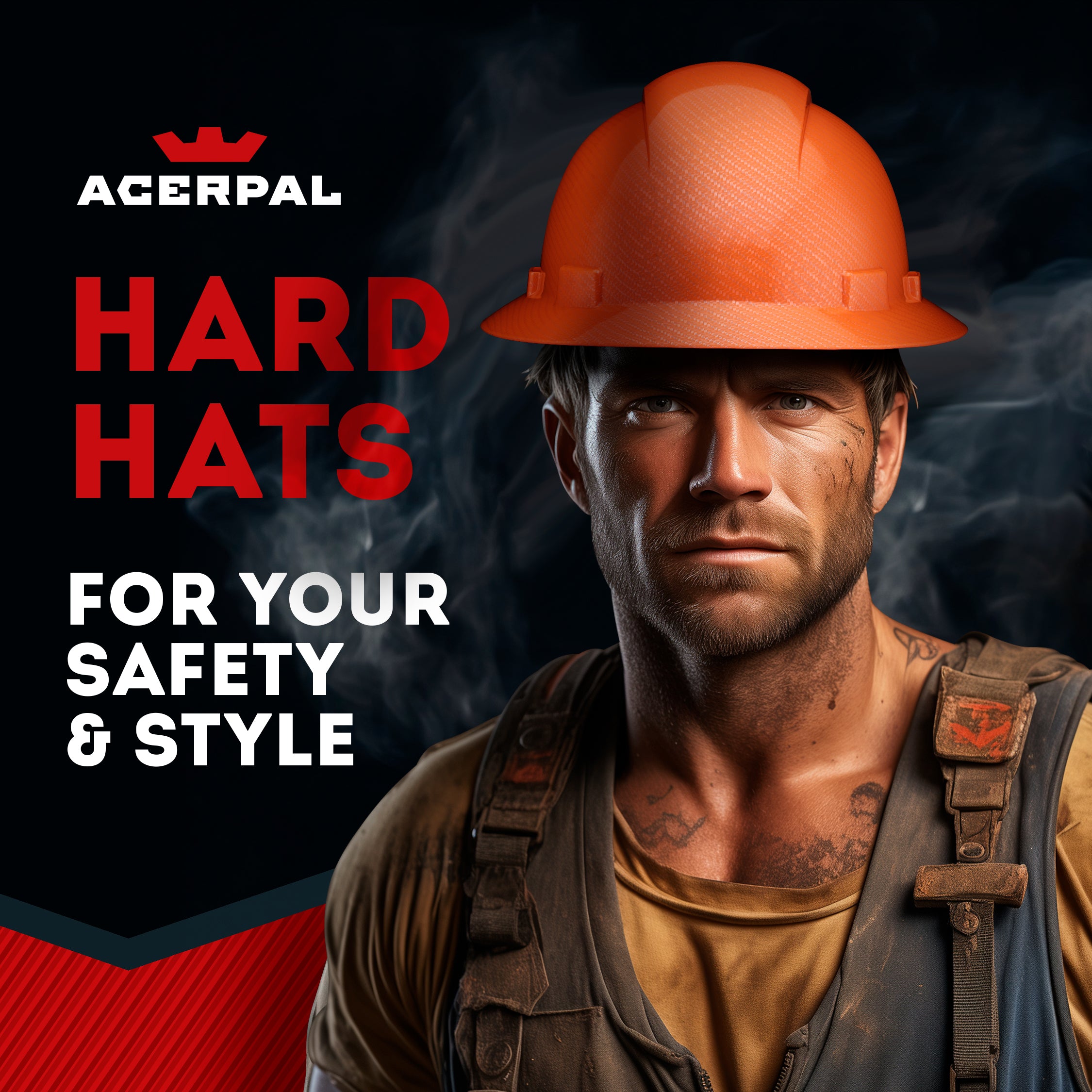 Full Brim Orange Textured Graphite Design Gloss Finish Non-Vented Hard Hat