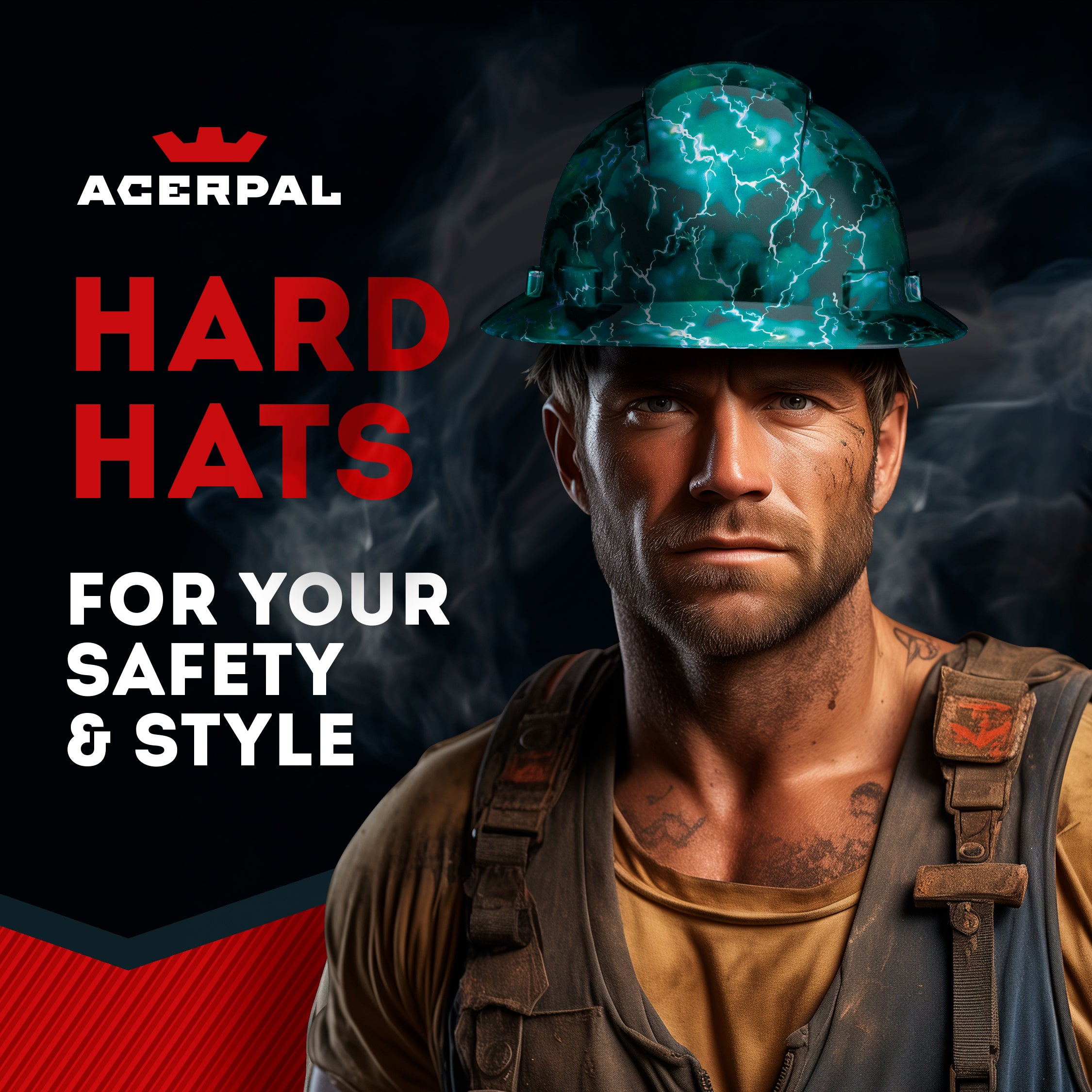 Full Brim Aqua lightning Gloss Finish Non-Vented Hard Hat