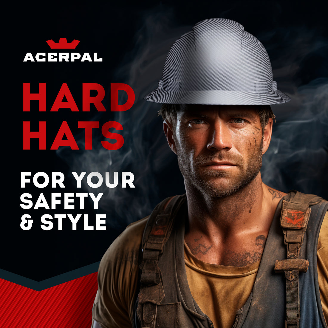 Full Brim Disco Wave Design Carbon Fiber Design Gloss Finish Non-Vented Hard Hat