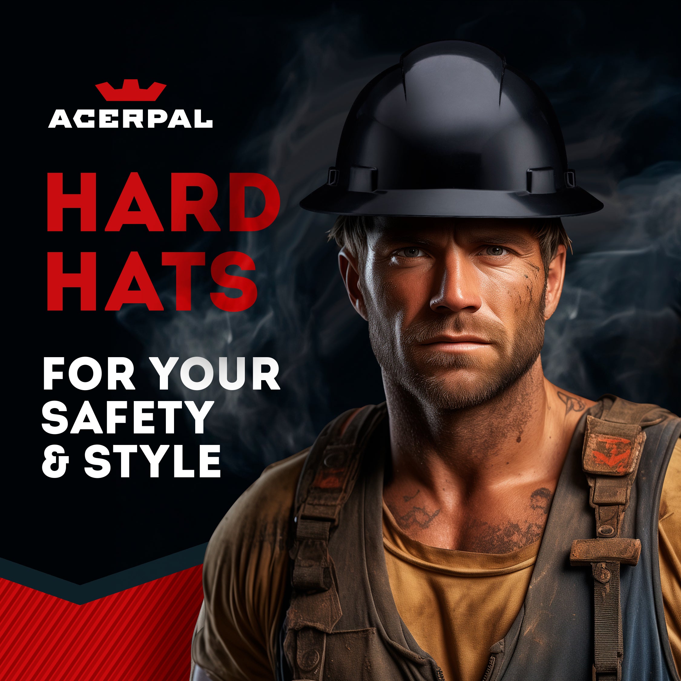 Full Brim Black Vented Hard Hat