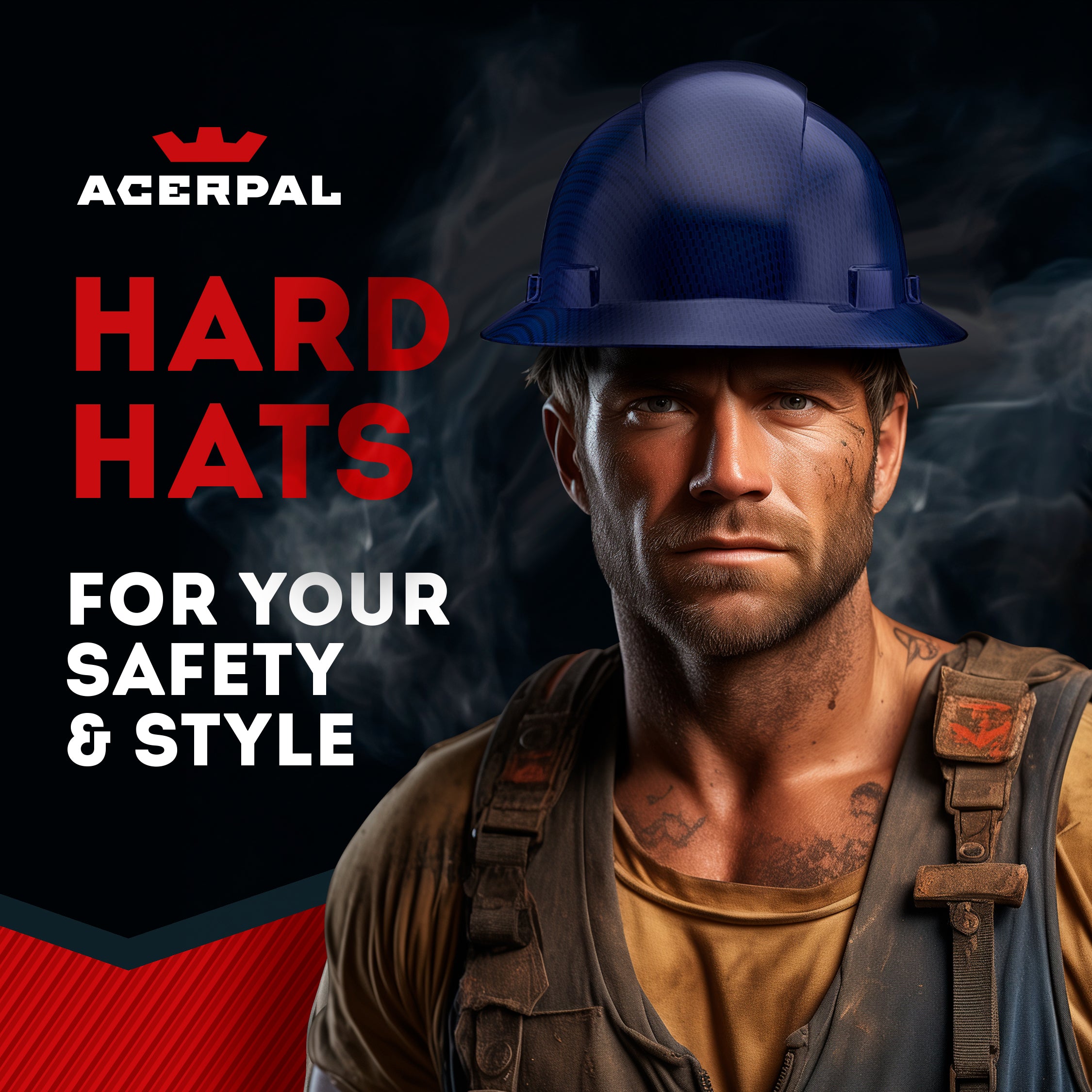 Full Brim Beguiled Blue Graphite Design Gloss Finish Non-Vented Hard Hat