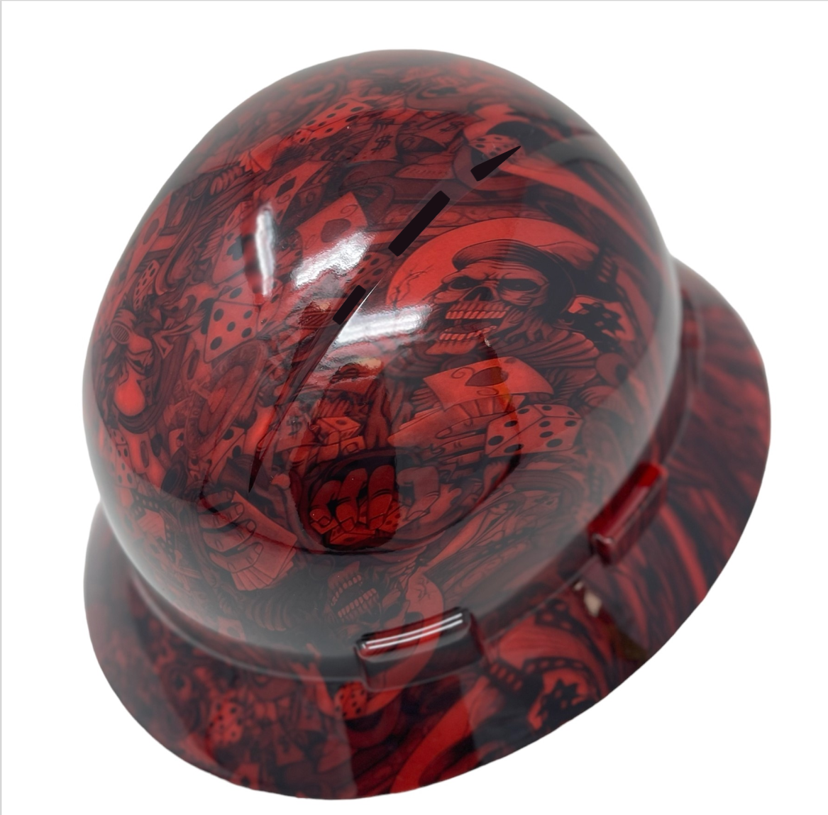 Full Brim Casino Fatale Red Gloss Finish Vented Hard Hat