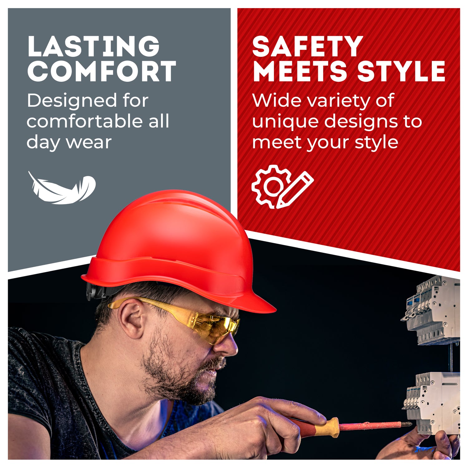 Cap Style Red Non-Vented Hard Hat