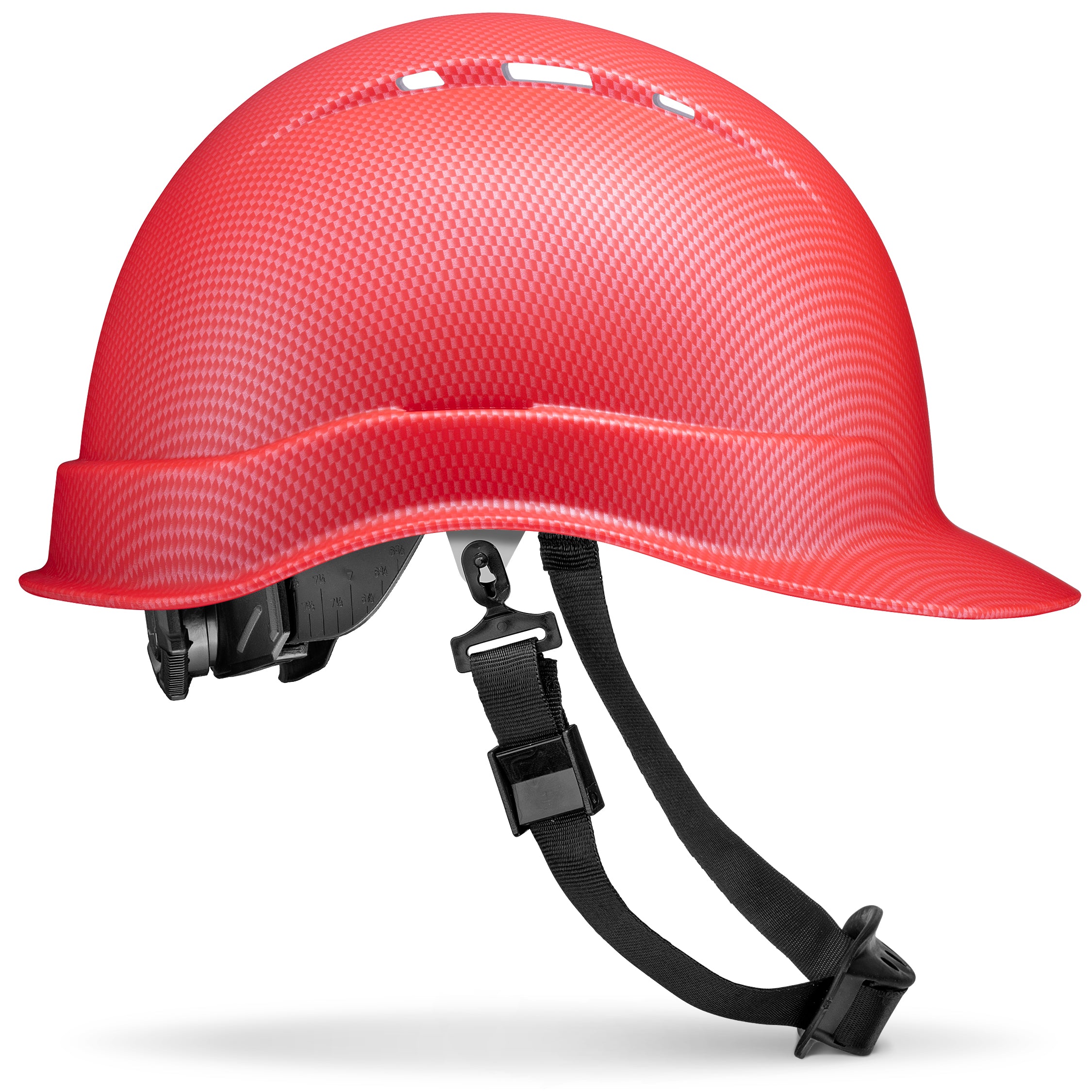 Cap Style Red Textured Carbon Fiber Design Matte Finish Vented Hard Hat