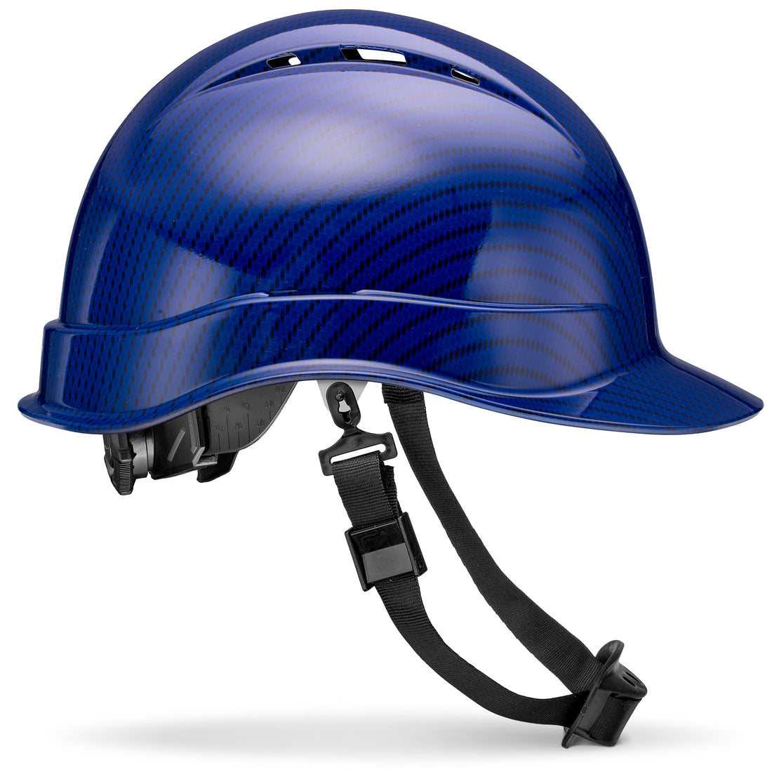 Cap Style Beguiled Blue Carbon Fiber Design Gloss Finish Vented Hard Hat