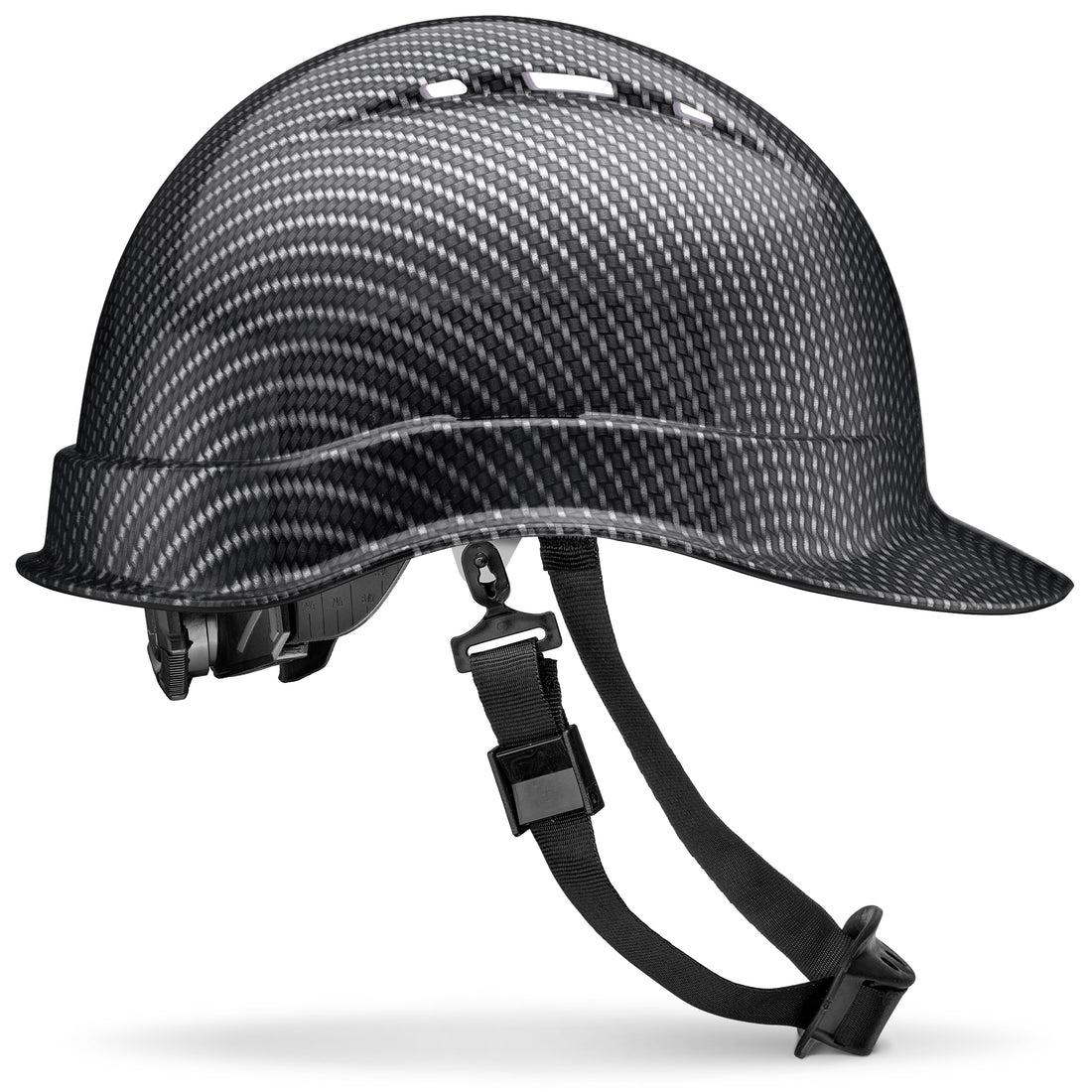 Cap Style Grey Silver Classic Carbon Fiber Design Gloss Finish Vented Hard Hat