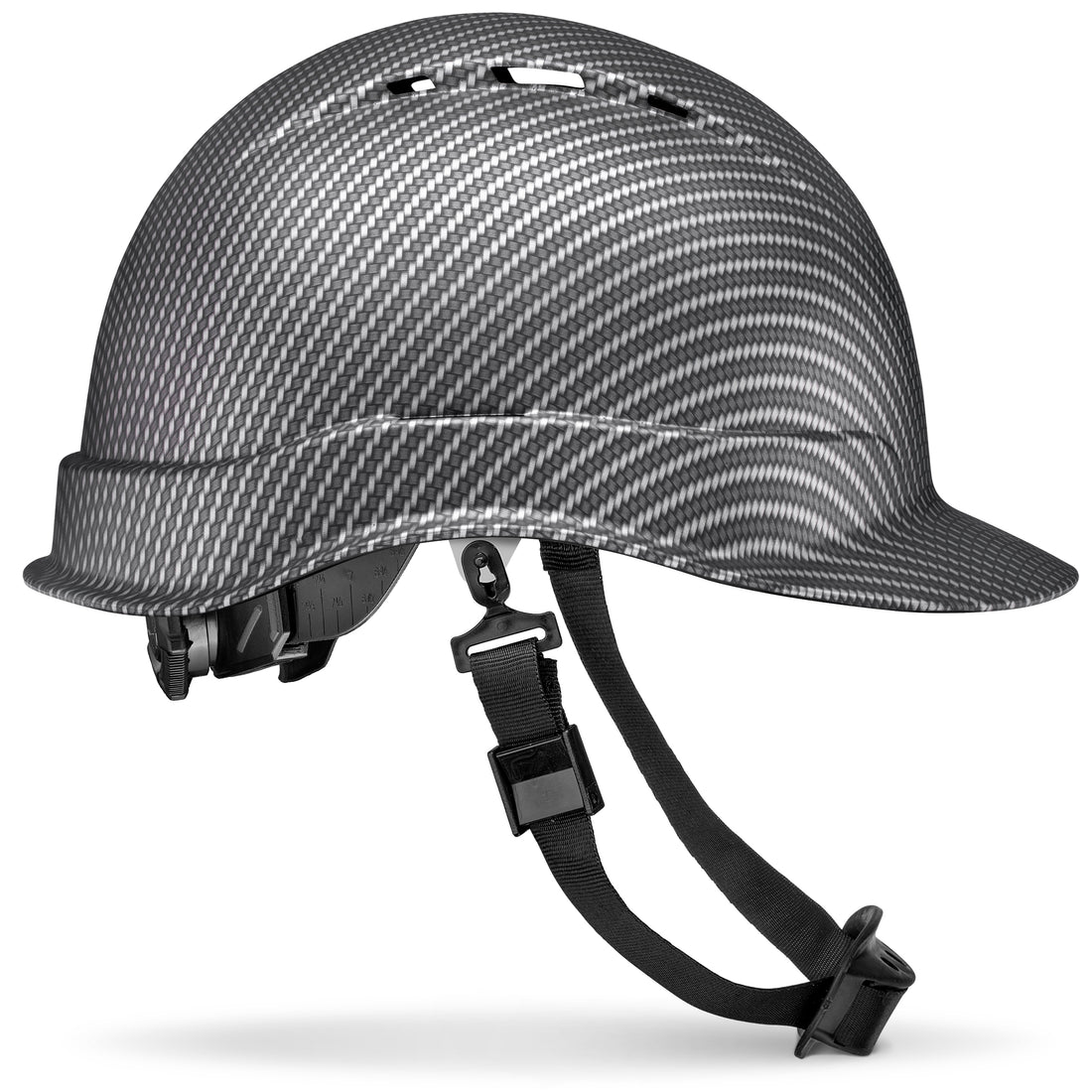 Cap Style Grey Silver Classic Carbon Fiber Design Matte Finish Vented Hard Hat
