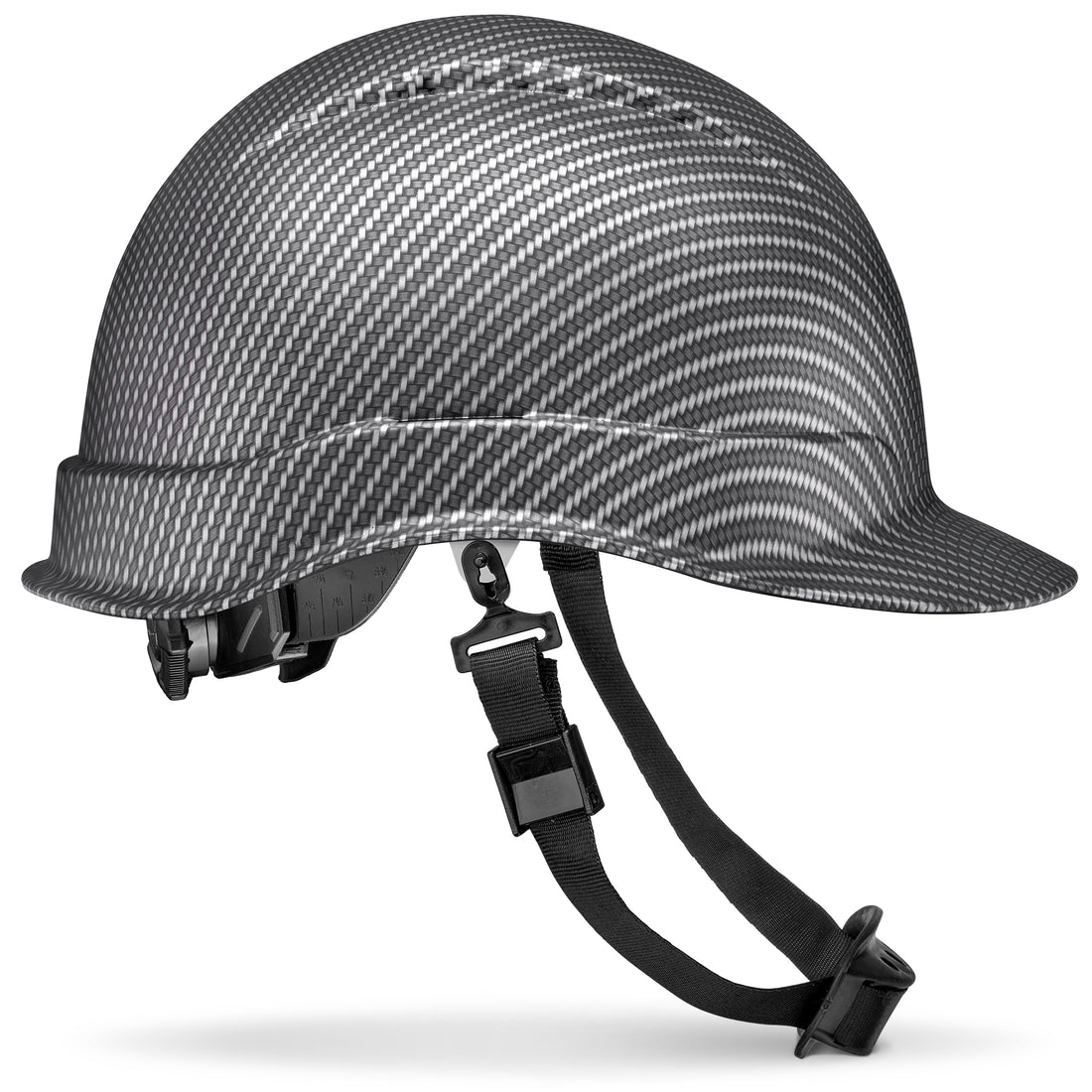 Cap Style Grey Silver Classic Carbon Fiber Design Matte Finish Non-Vented Hard Hat