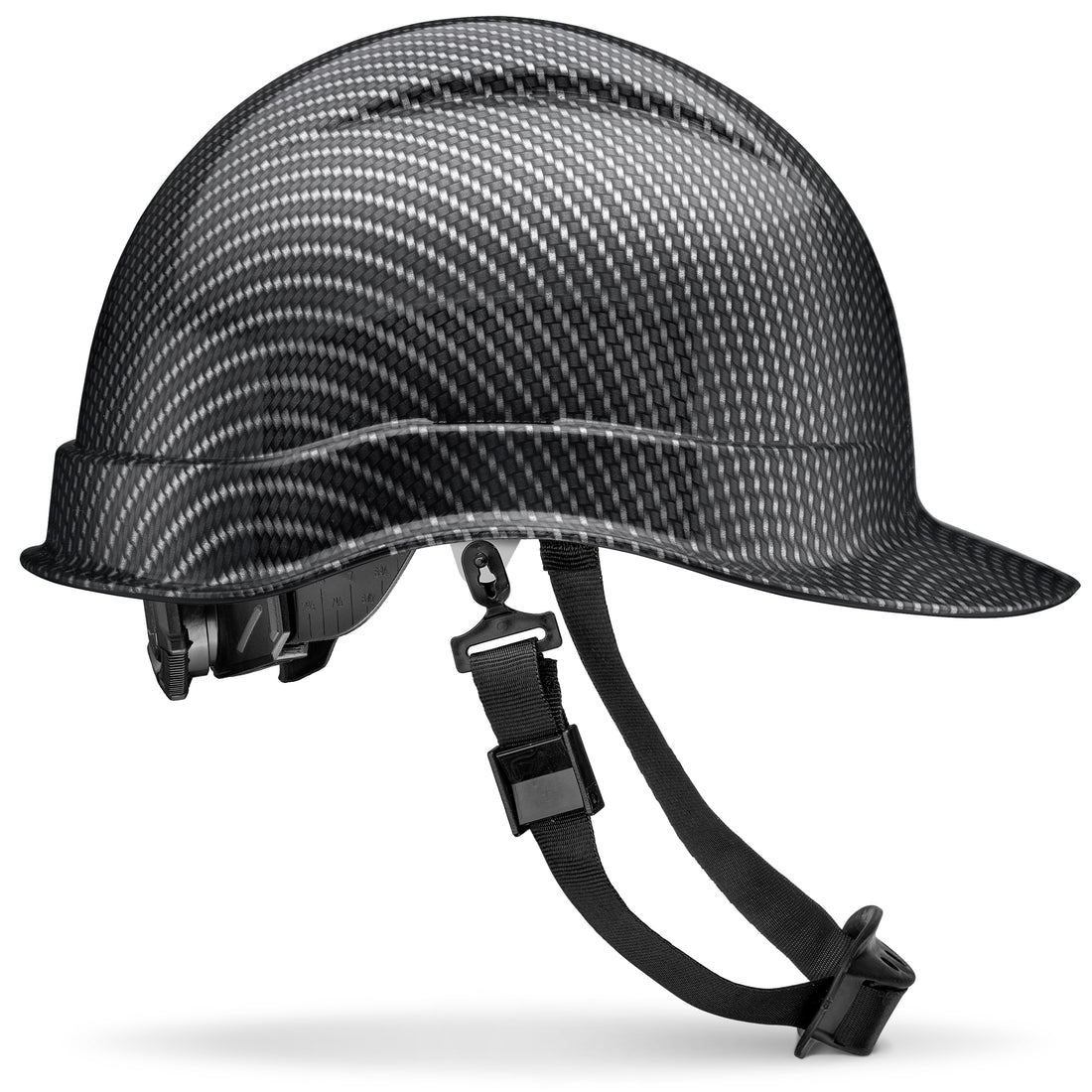 Cap Style Grey Silver Classic Carbon Fiber Design Gloss Finish Non-Vented Hard Hat