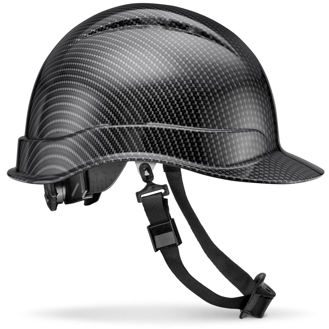 Cap Style Classic Black Carbon Fiber Carbon Fiber Design Gloss Finish Non-Vented Hard Hat