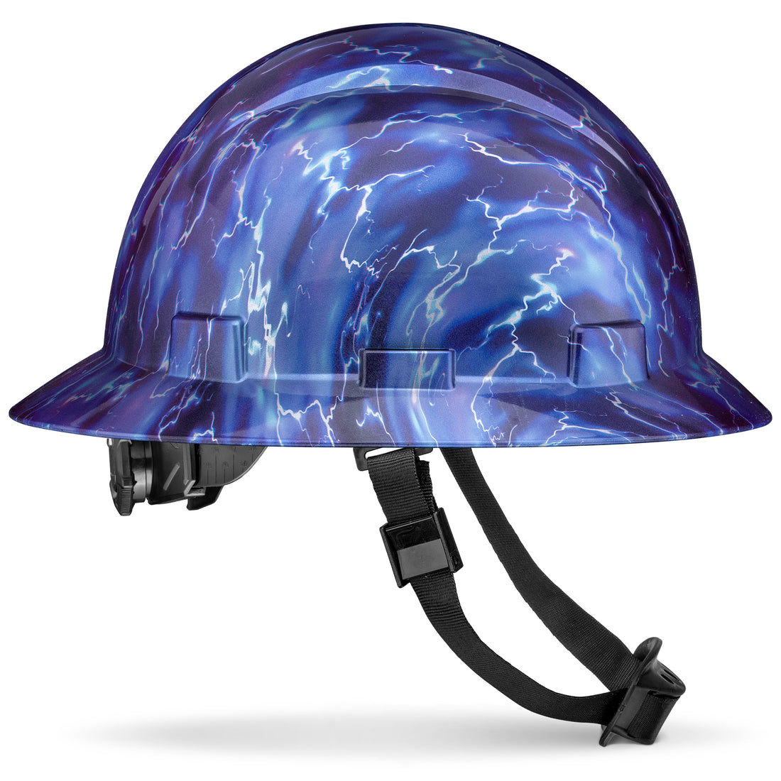 Full Brim Blue lightning Gloss Finish Non-Vented Hard Hat