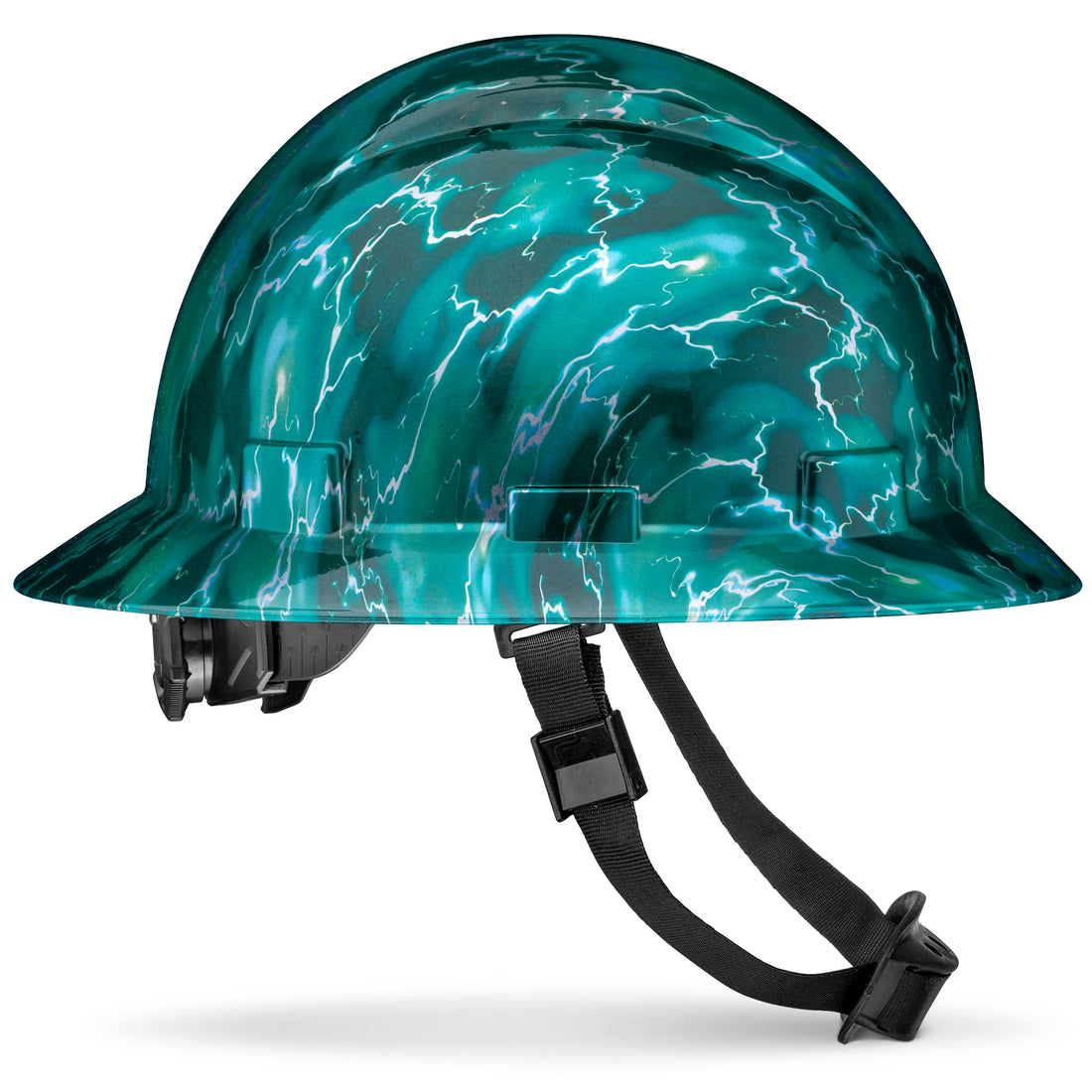 Full Brim Aqua lightning Gloss Finish Non-Vented Hard Hat
