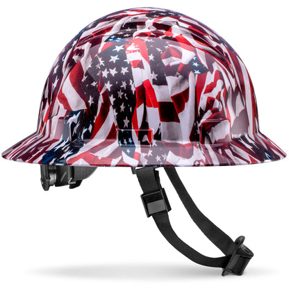 Full Brim American Flag Gloss Finish Non-Vented Hard Hat