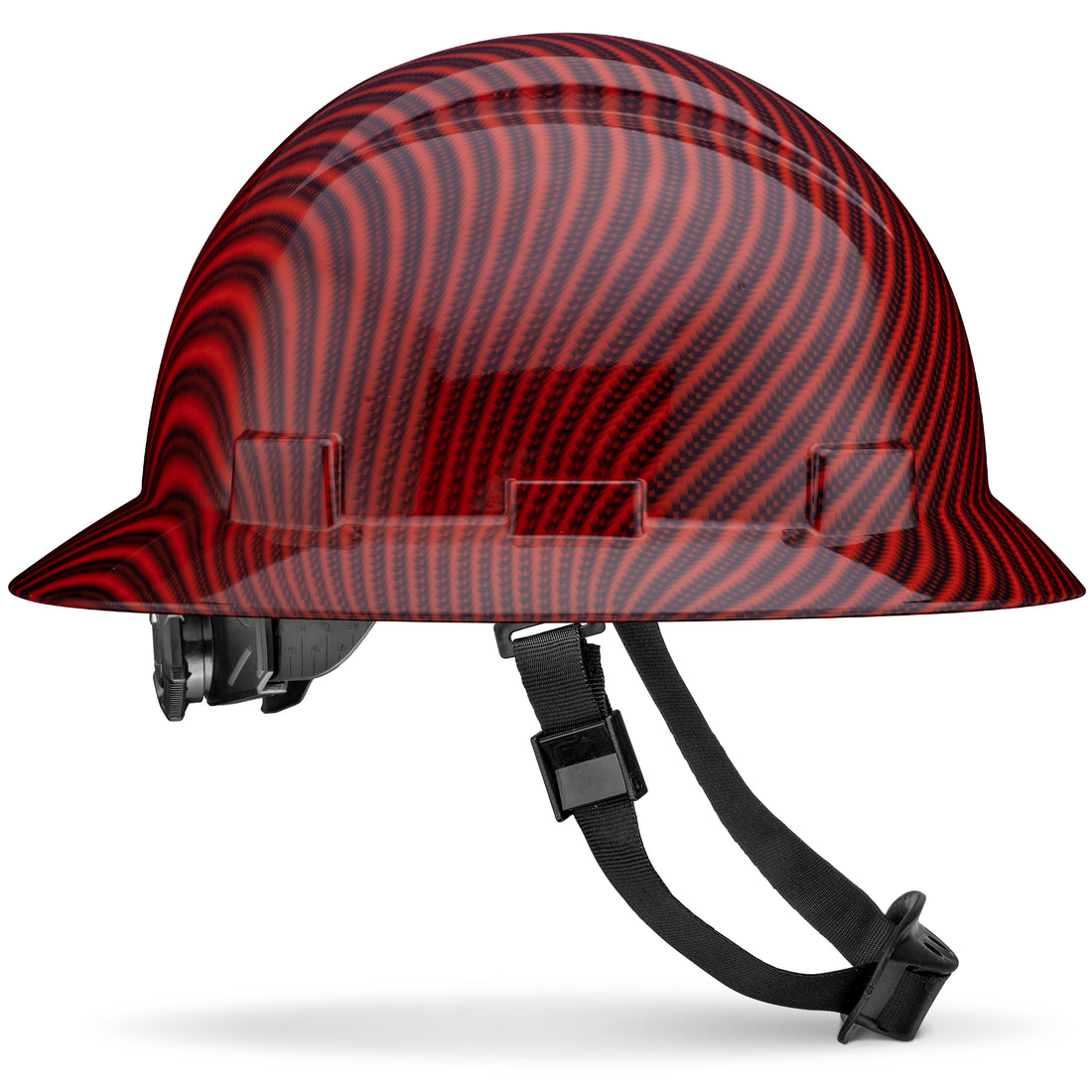 Full Brim Red Carbon Fiber Design Gloss Finish Non-Vented Hard Hat