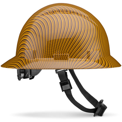 Full Brim Yellow Carbon Fiber Design Gloss Finish Non-Vented Hard Hat